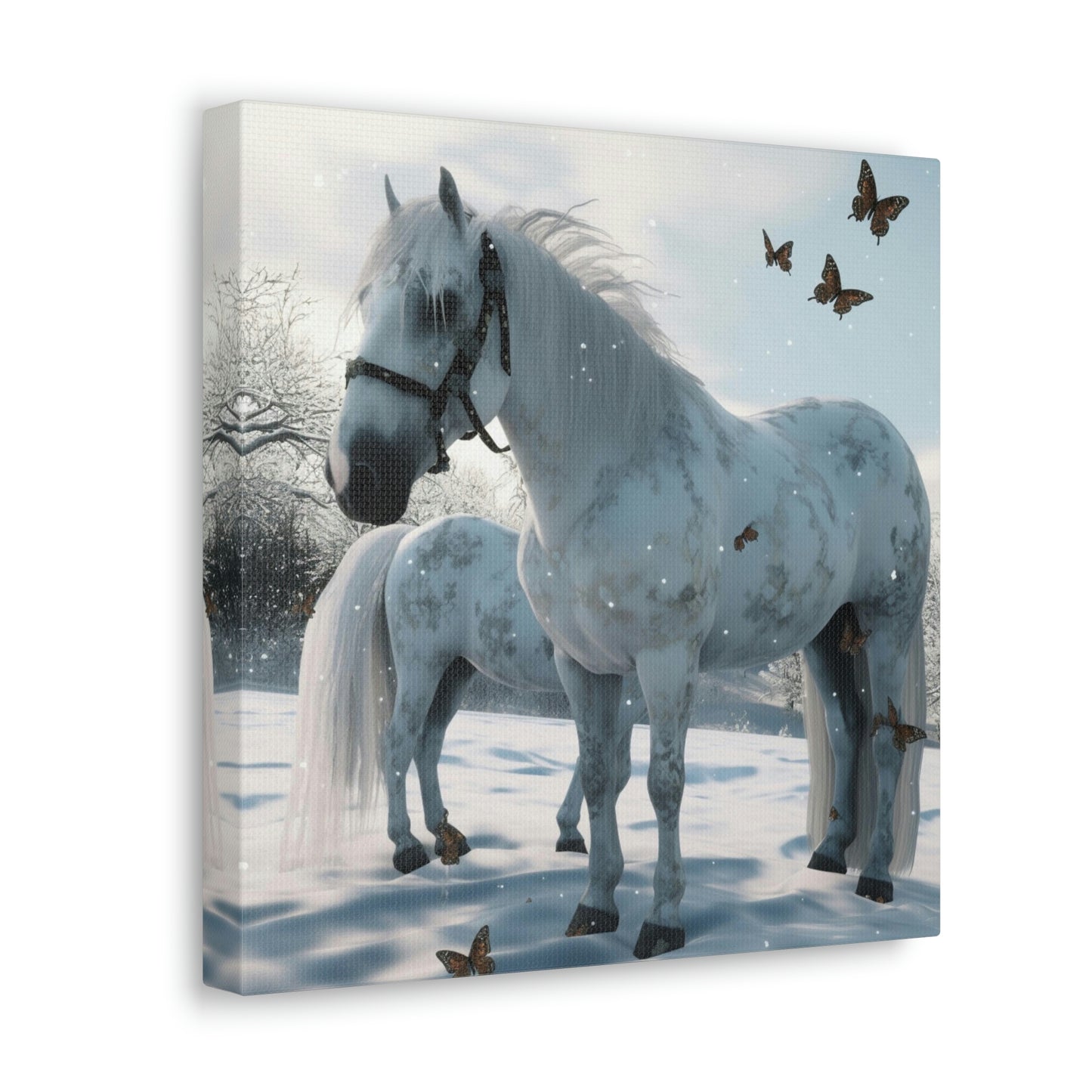 Canvas Gallery Wraps Butterfly Snow Horses 1