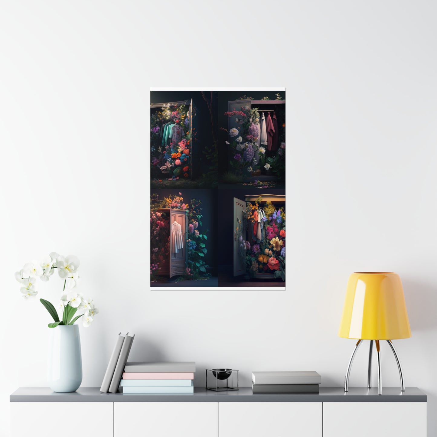 Premium Matte Vertical Posters A Wardrobe Surrounded by Flowers 5