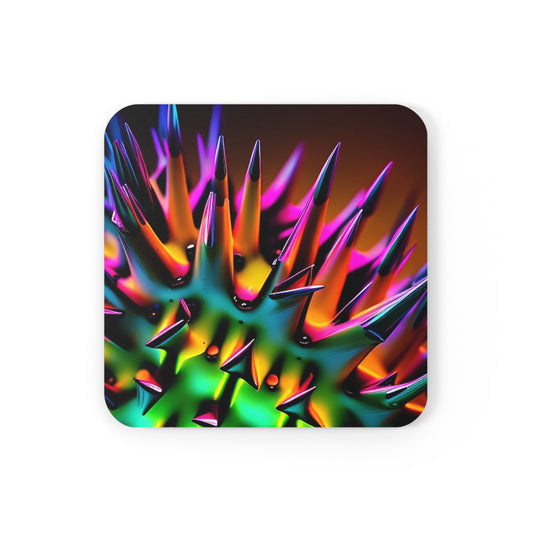 Cork Back Coaster Macro Neon Spike 3