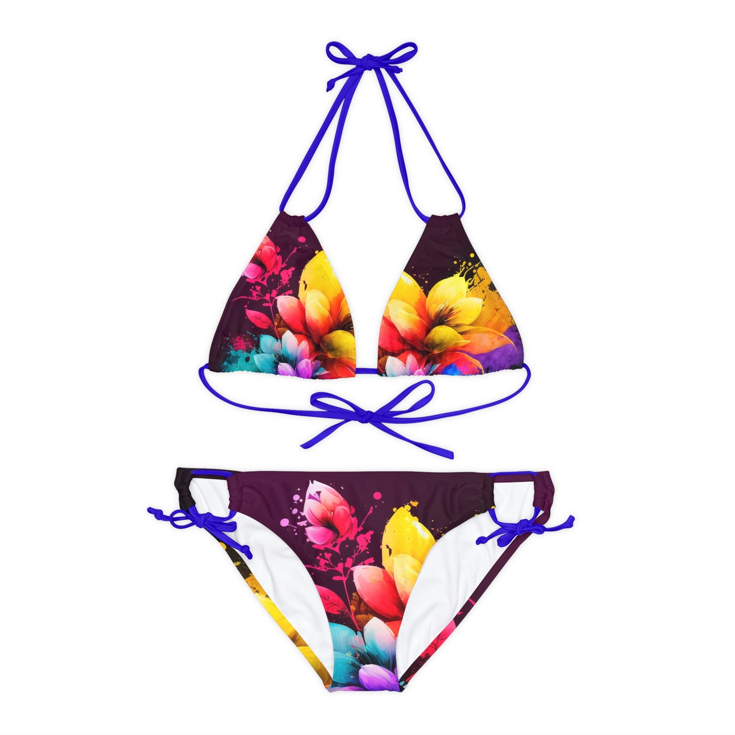 Strappy Bikini Set (AOP) Bright Spring Flowers 3