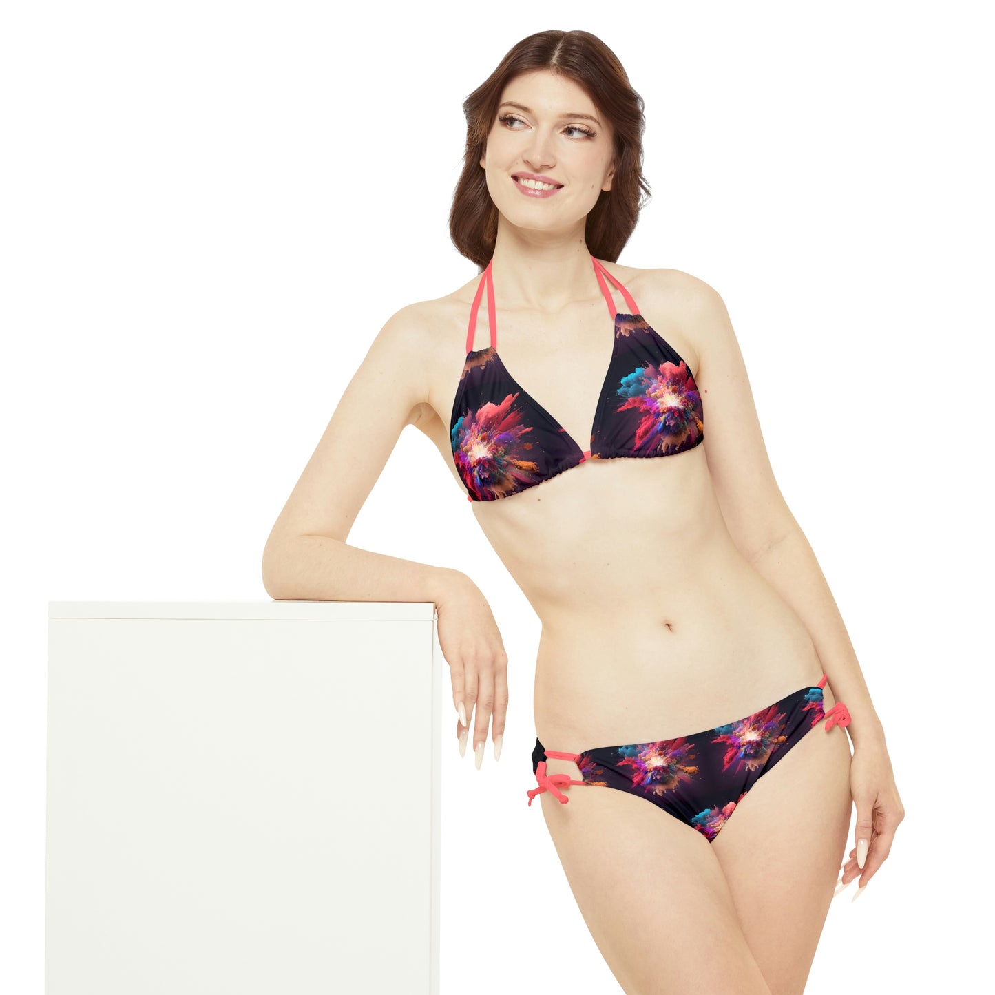 Strappy Bikini Set (AOP) color explosion 1