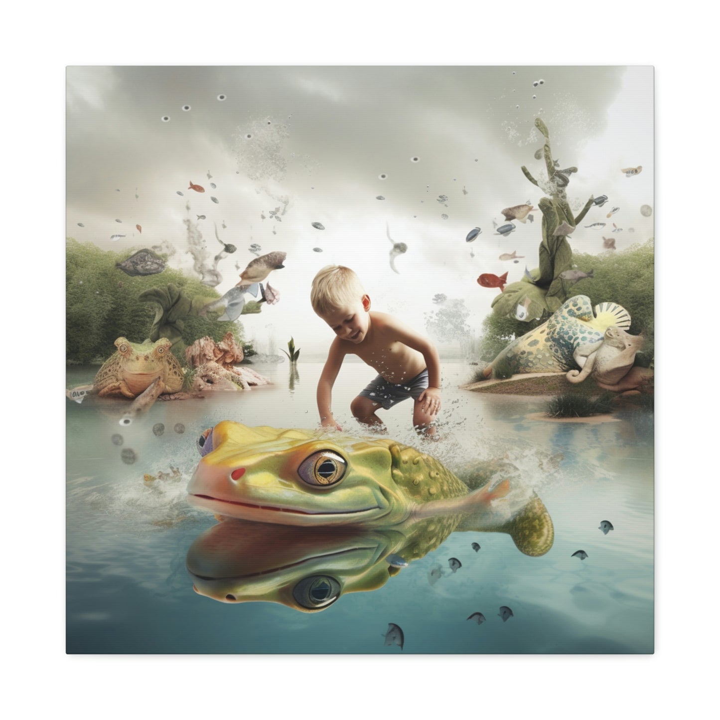 Canvas Gallery Wraps Boy Frog 5