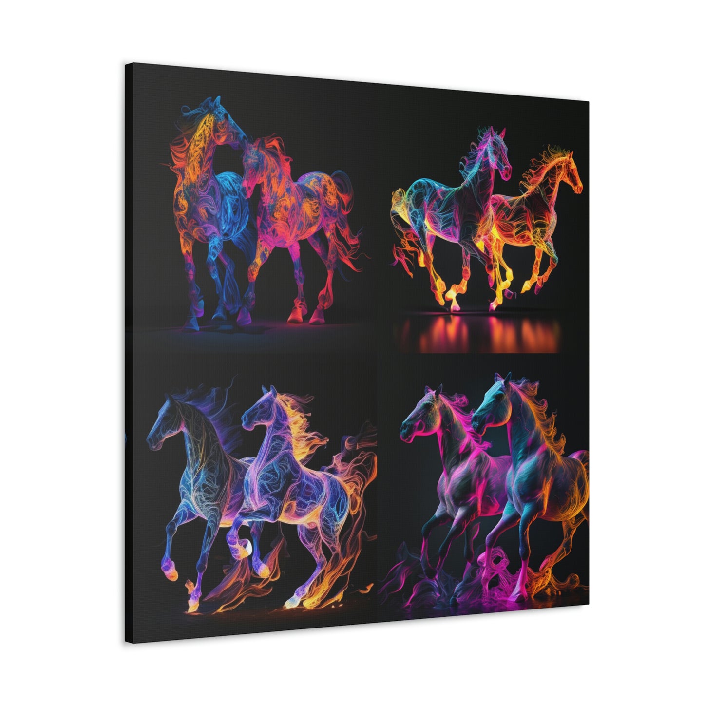 Canvas Gallery Wraps Two Neon Horses 4 Pack