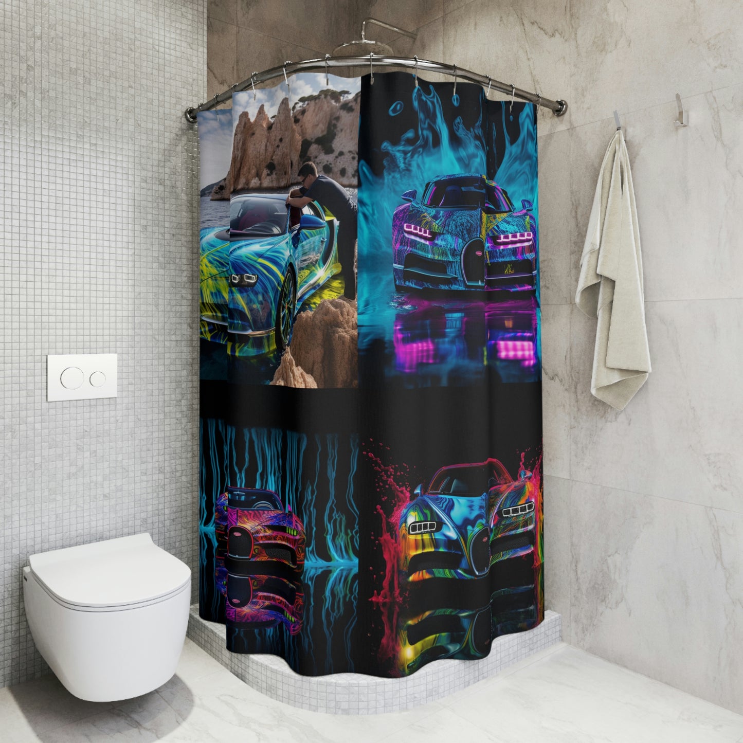 Polyester Shower Curtain Bugatti water 4 pack