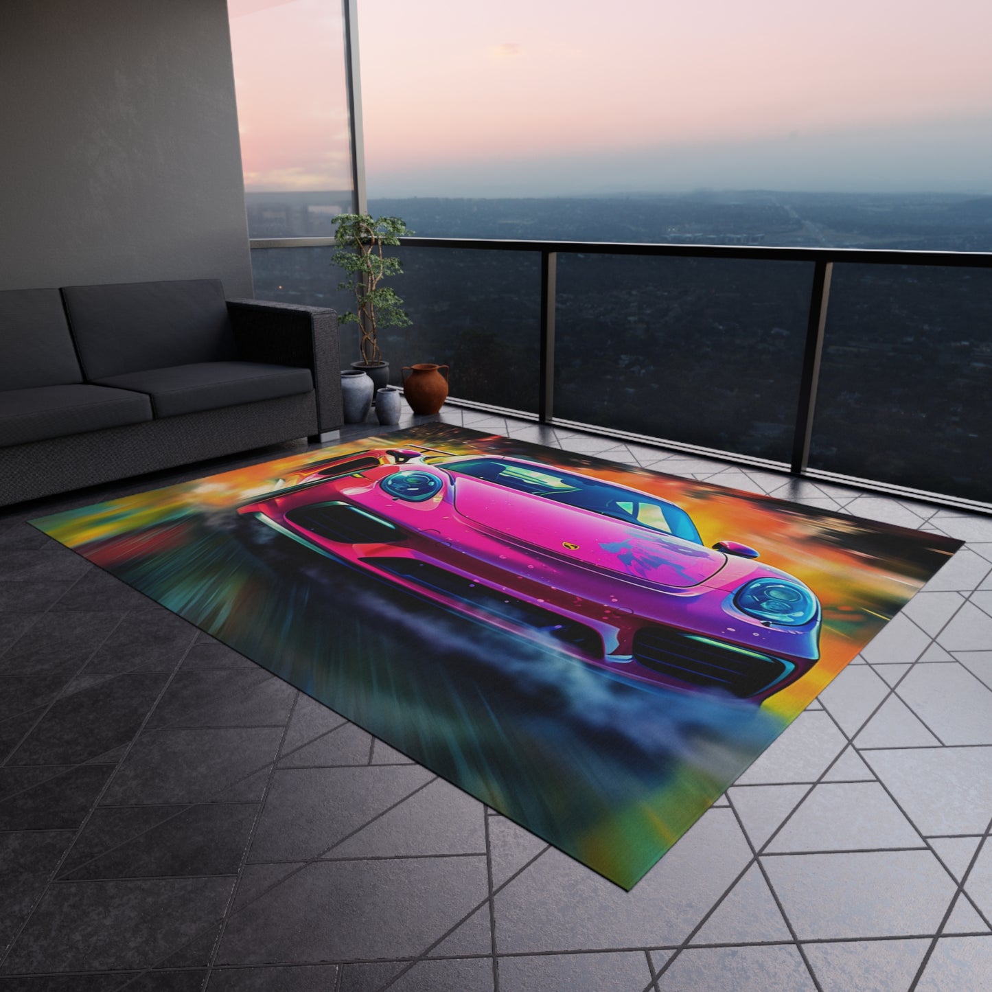 Outdoor Rug  Pink Porsche water fusion 4