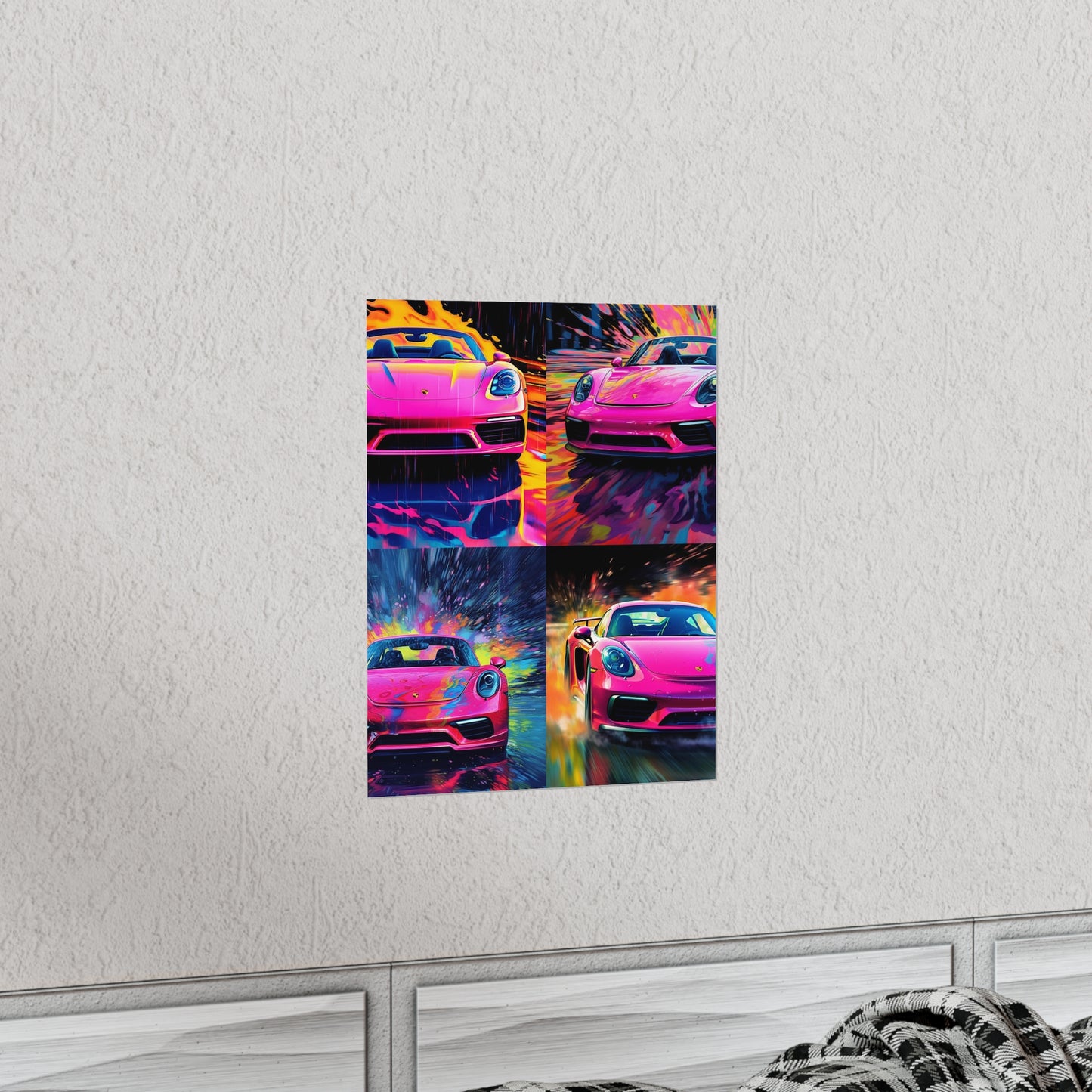 Premium Matte Vertical Posters Pink Porsche water fusion 5