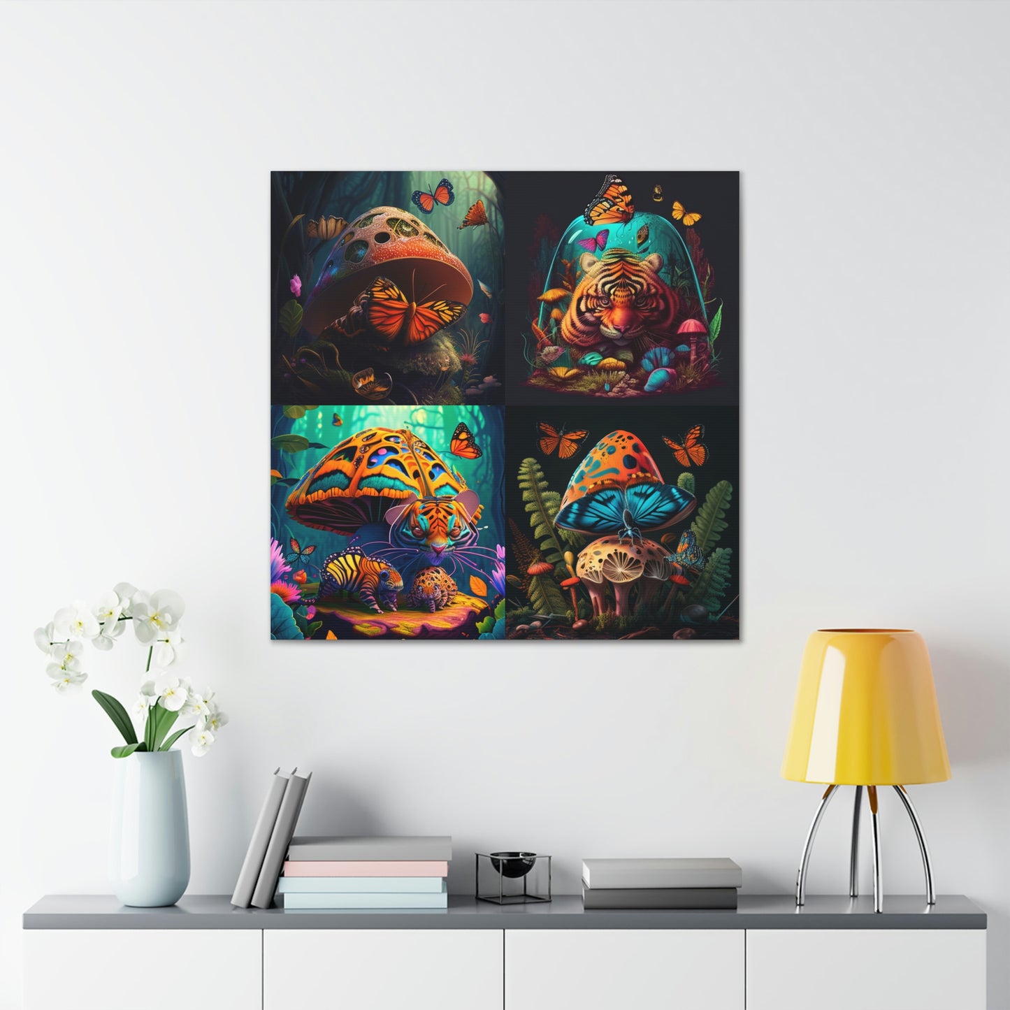 Abstract colorful butterfly tiger mushroom