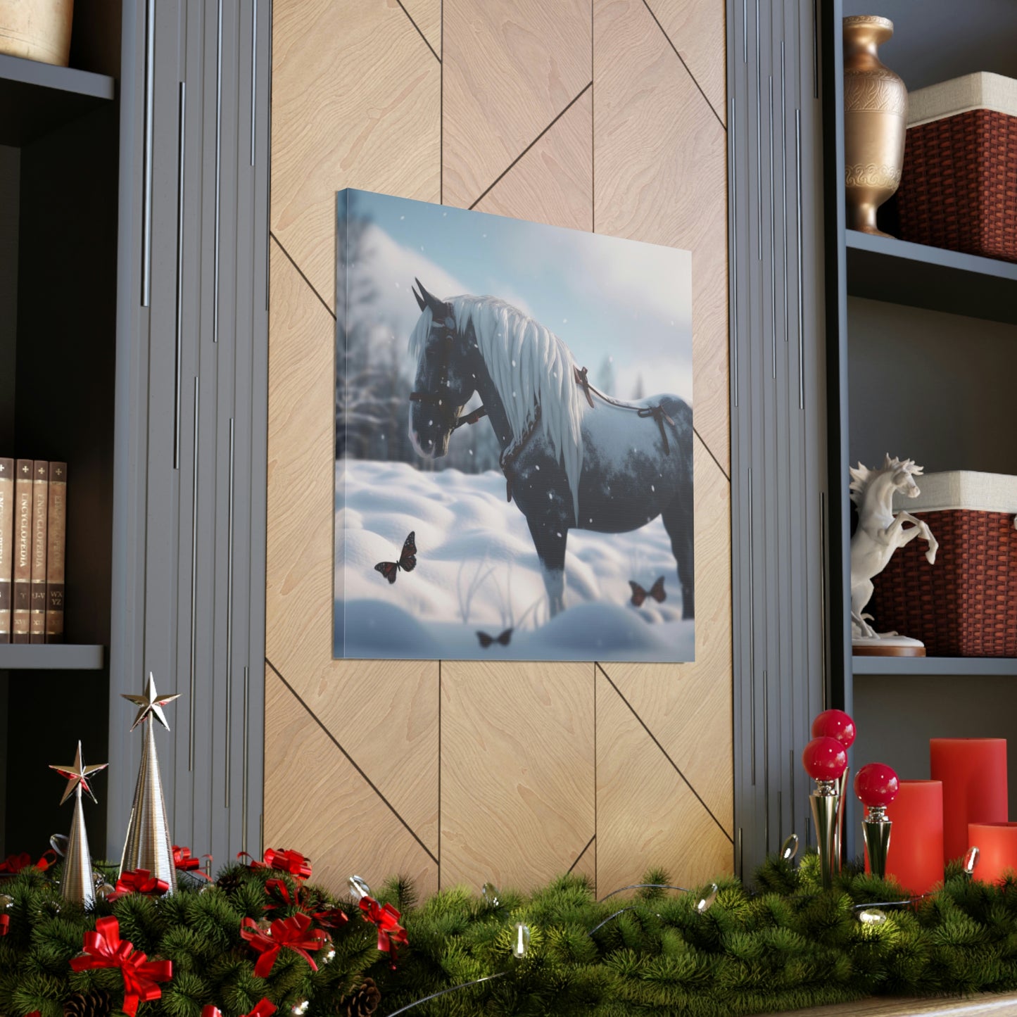 Canvas Gallery Wraps Butterfly Snow Horses 2