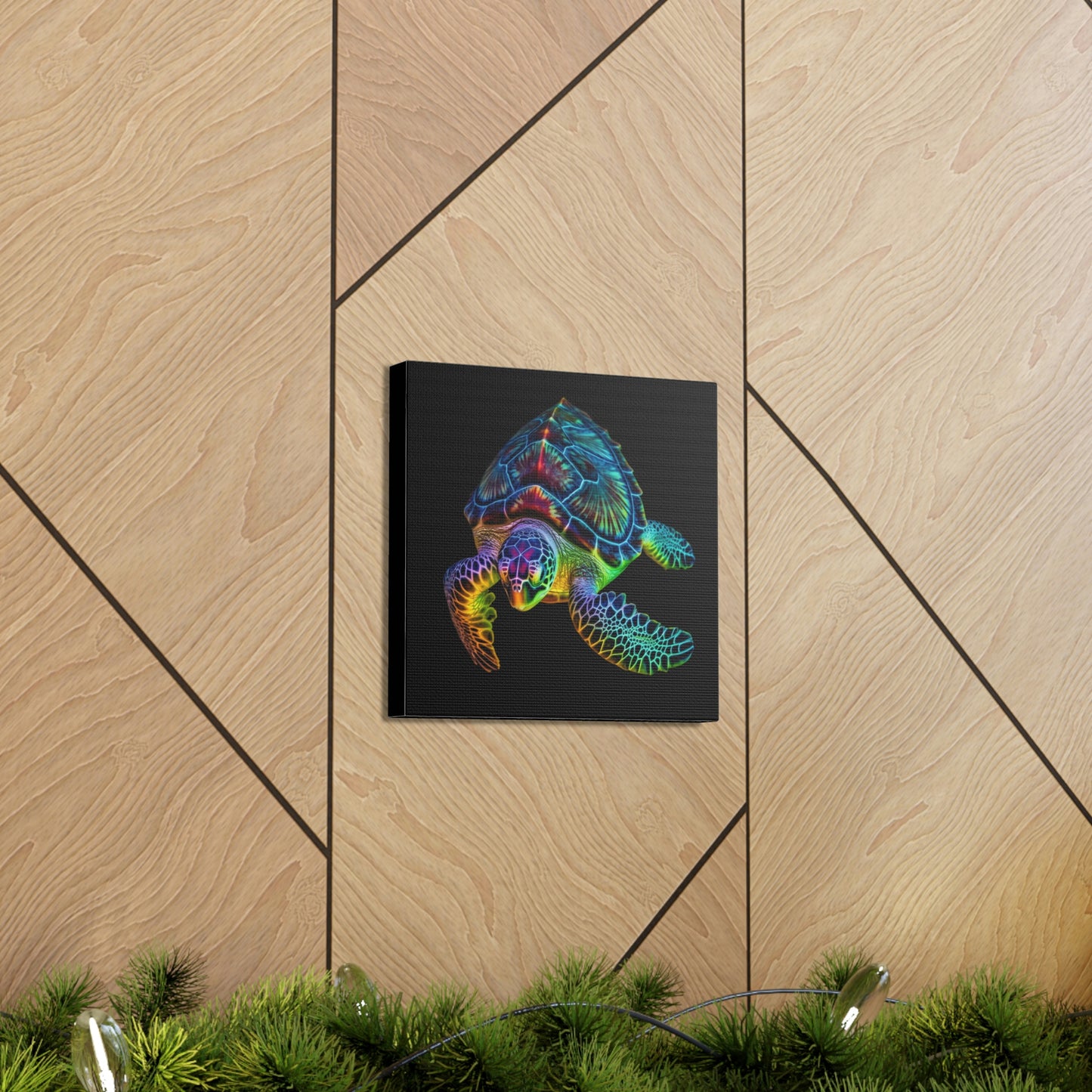 Canvas Gallery Wraps Neon Sea Turtle 1