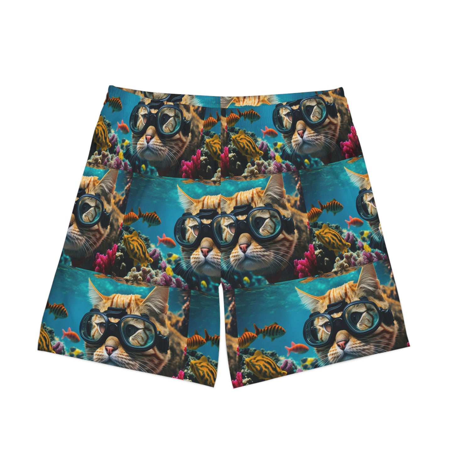 Men's Elastic Beach Shorts (AOP) scuba cat 3