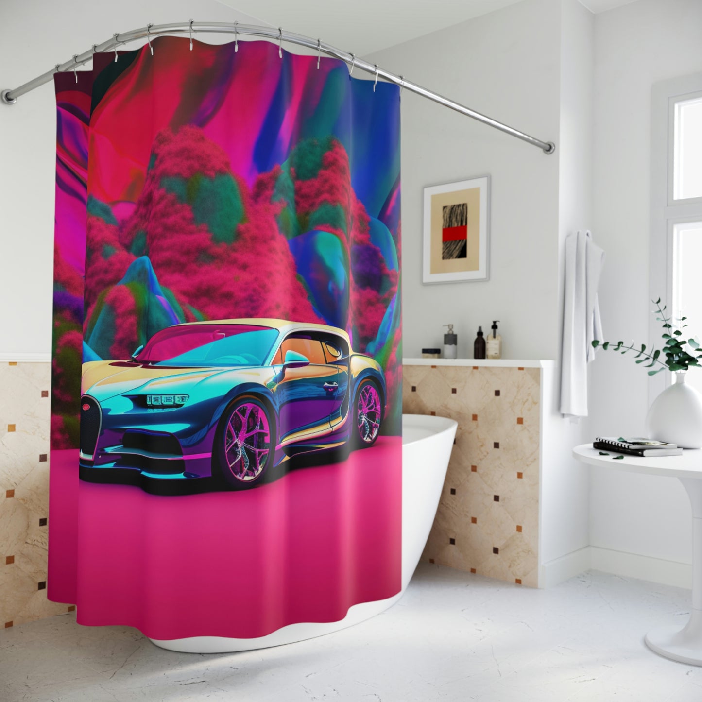 Polyester Shower Curtain florescent Bugatti flair 4