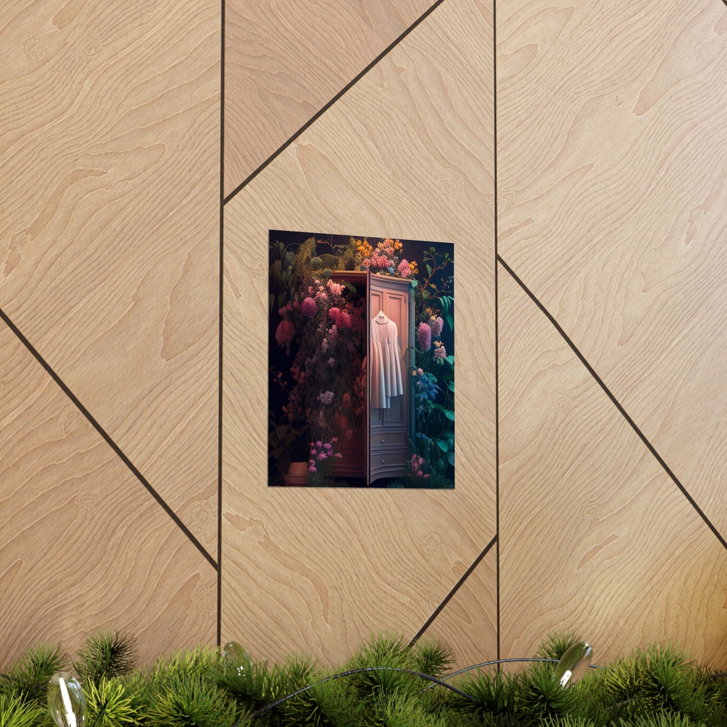 Premium Matte Vertical Posters A Wardrobe Surrounded by Flowers 3