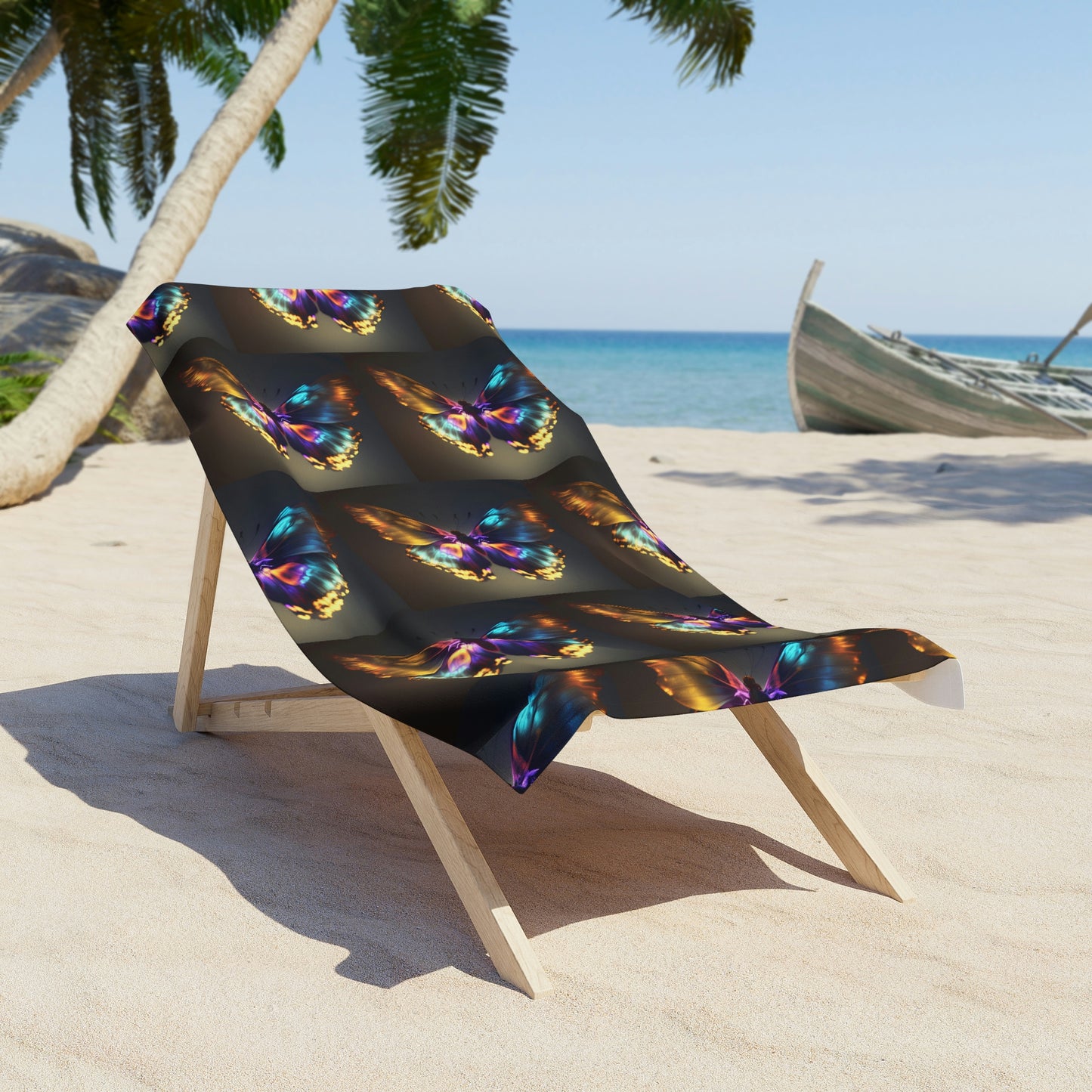 Beach Towel Colorful Butterfly Fluttering 1