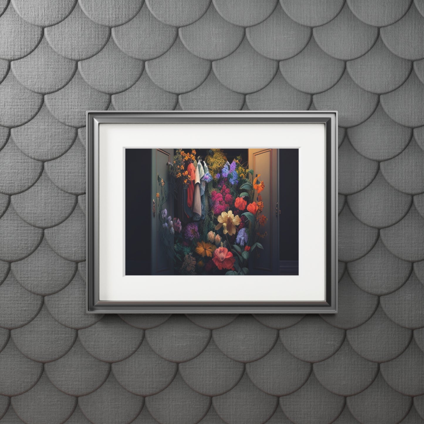 Fine Art Prints (Passepartout Paper Frame) A Wardrobe Surrounded by Flowers 4