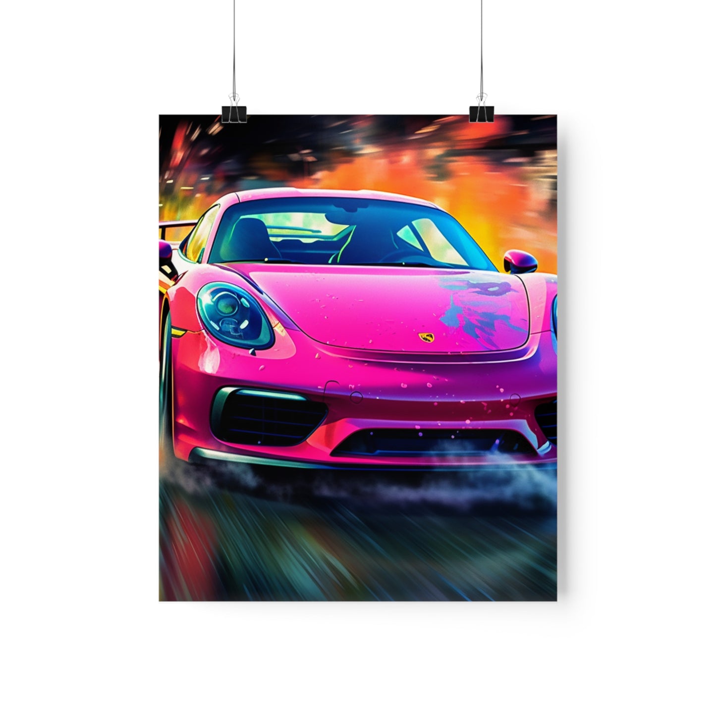 Premium Matte Vertical Posters Pink Porsche water fusion 4