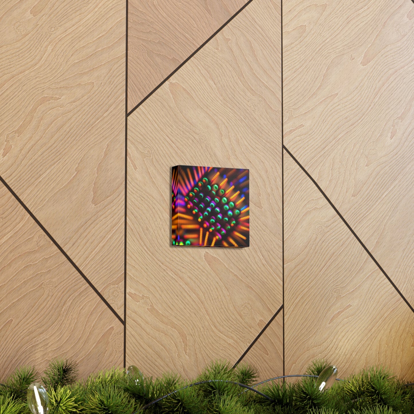 Canvas Gallery WrapsMacro Cactus neon square 3