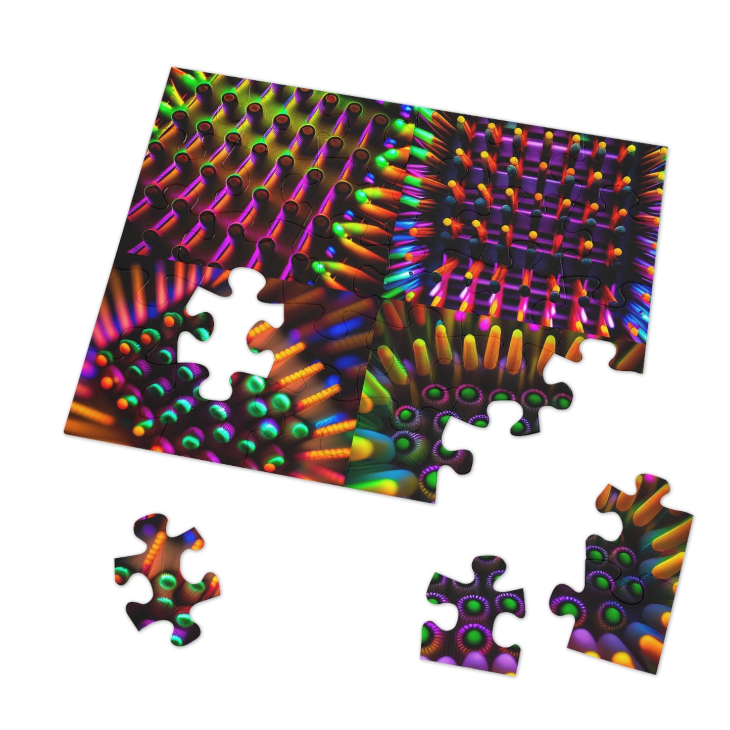 Jigsaw Puzzle (30, 110, 252, 500,1000-Piece) Macro Cactus neon square