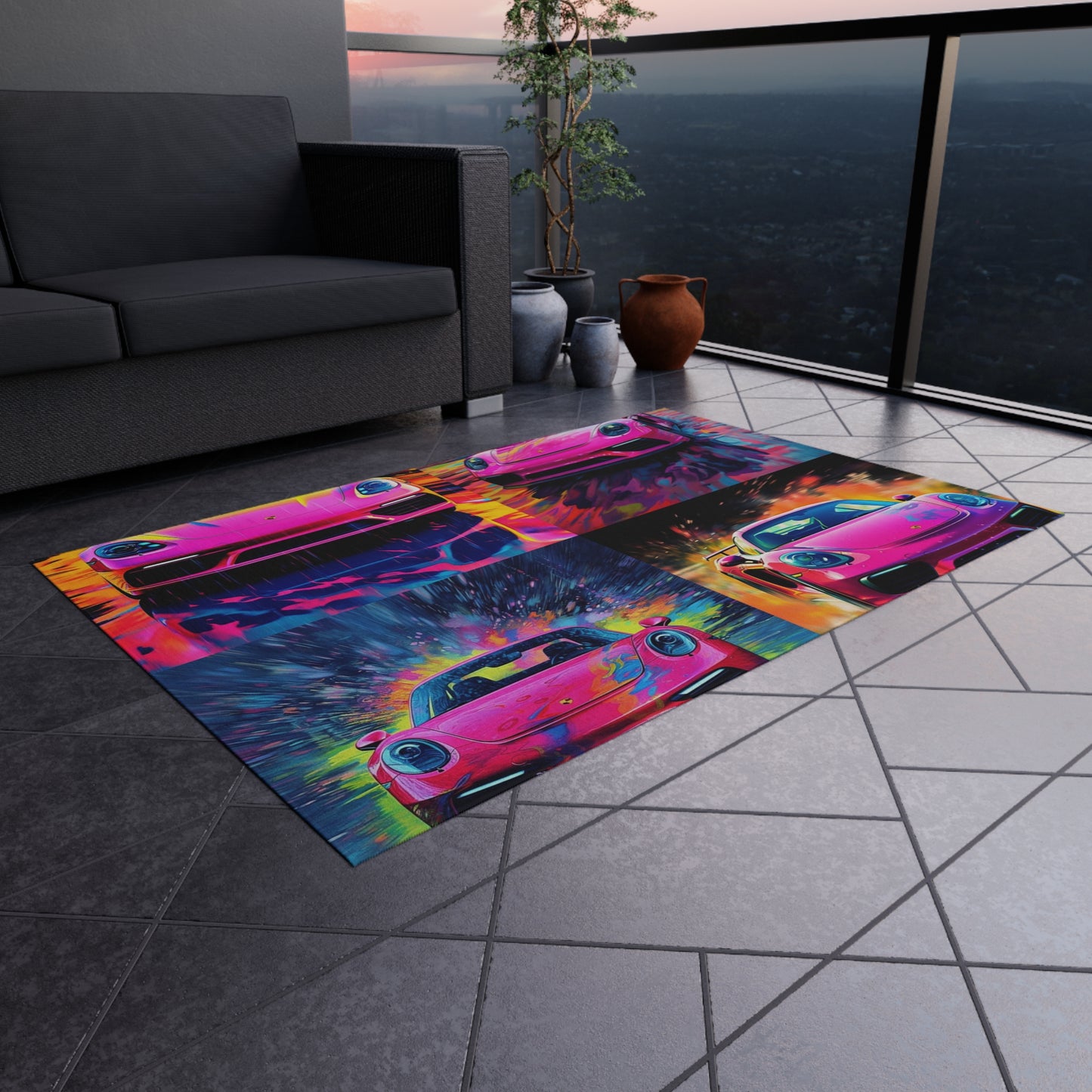 Outdoor Rug  Pink Porsche water fusion 5