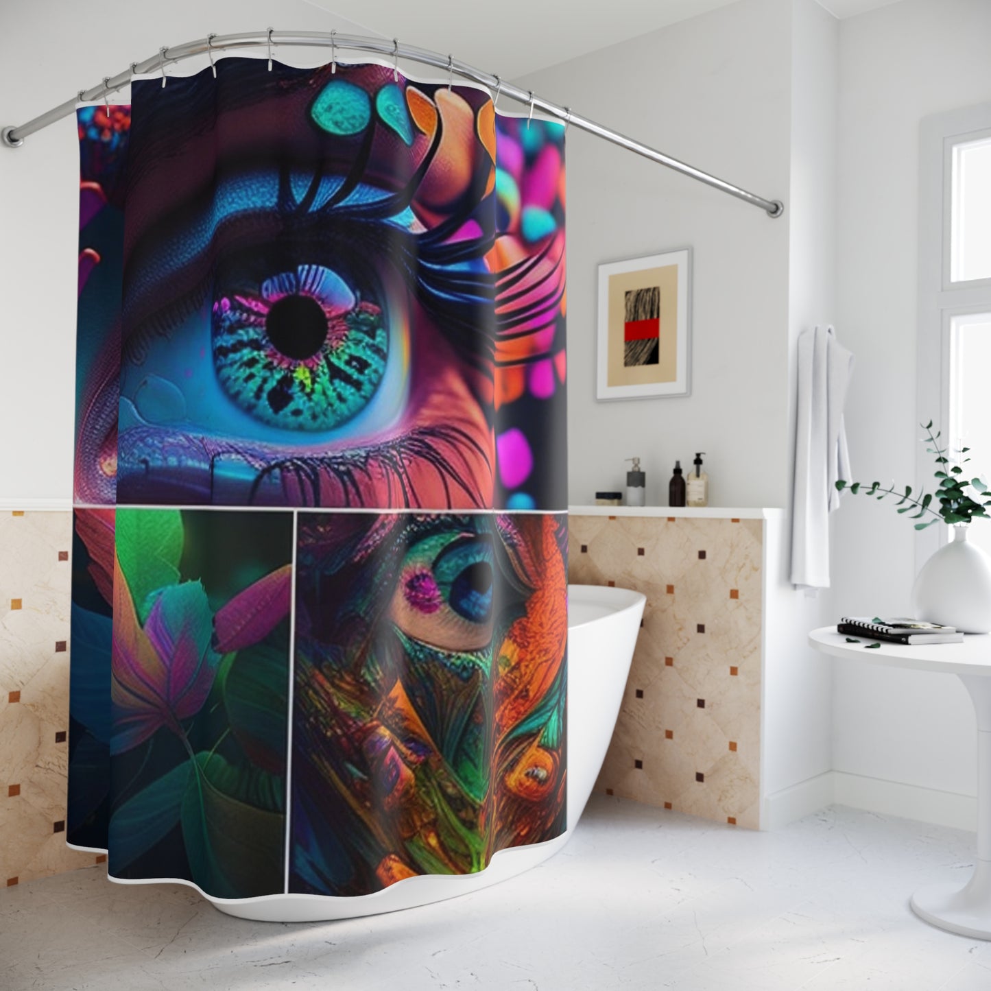 Polyester Shower Curtain Neon Florescent Glow 3