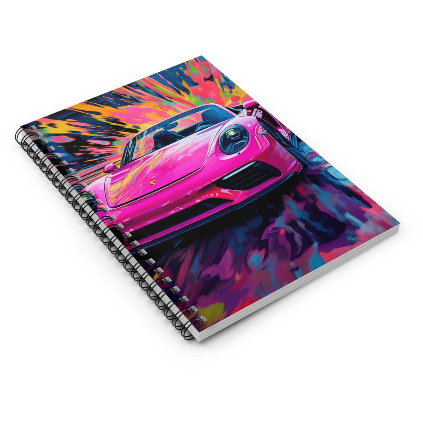 Spiral Notebook - Ruled Line Pink Porsche water fusion 2