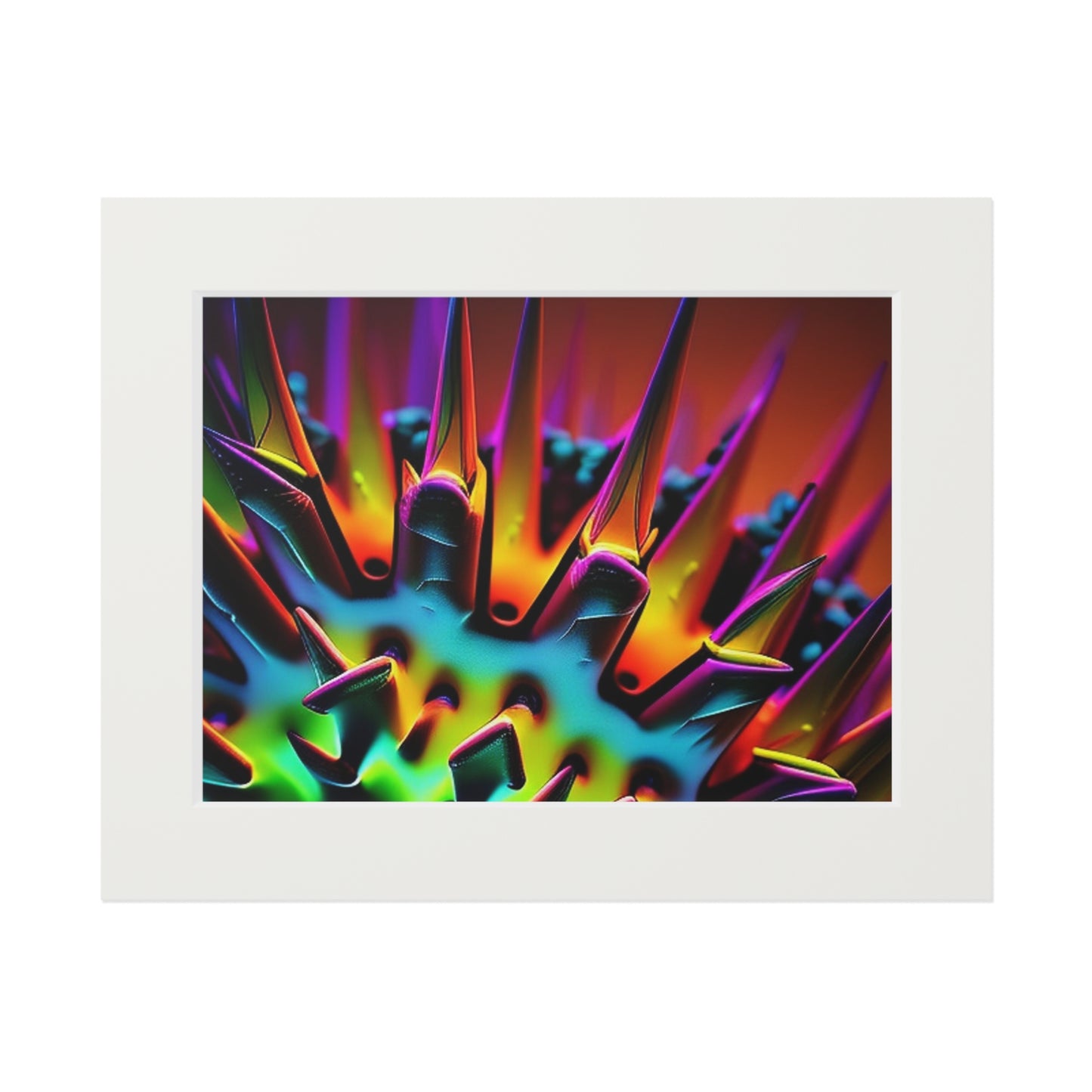 Fine Art Prints (Passepartout Paper Frame)  Macro Neon Spike 4