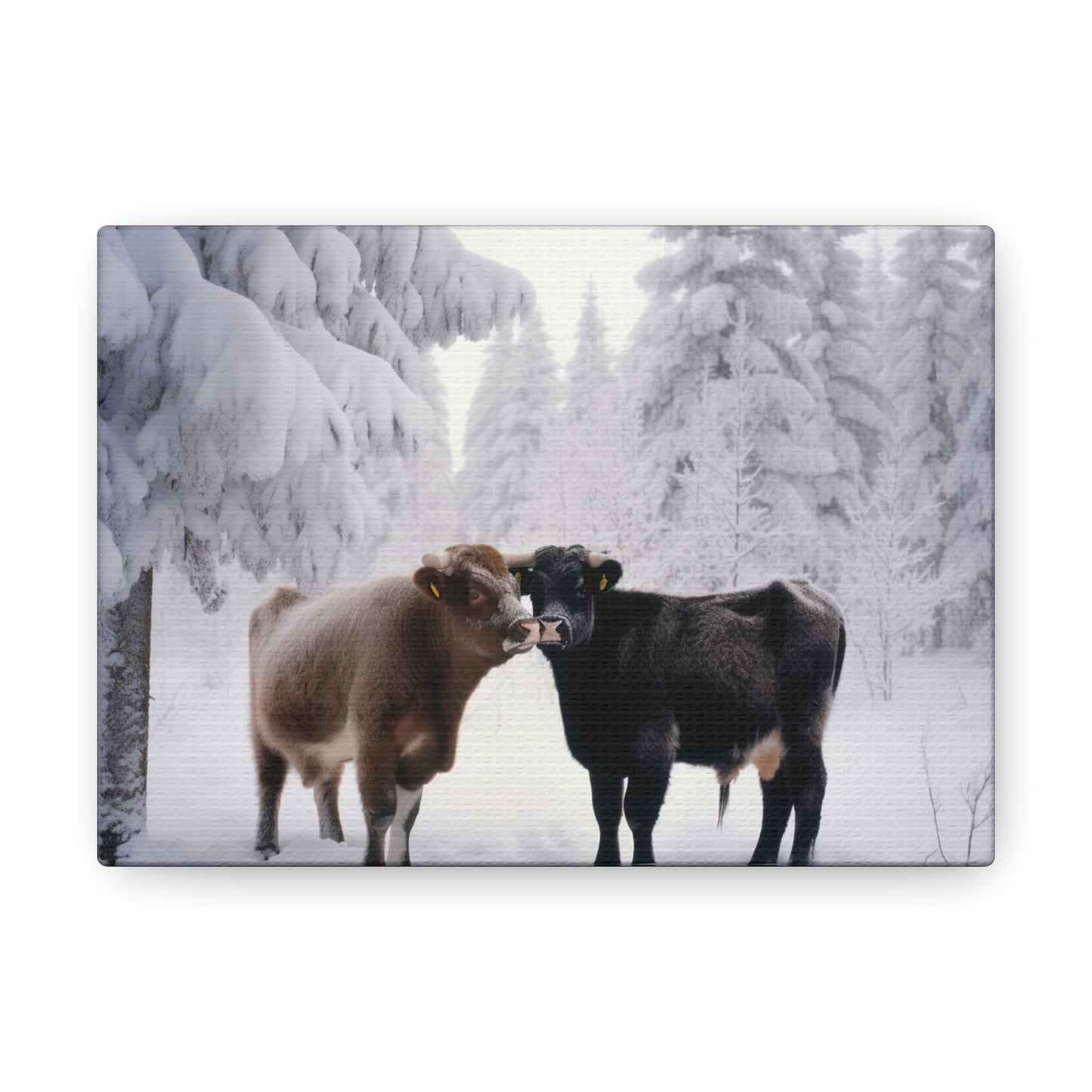 Canvas Gallery Wraps Long Haired Cow snow 3