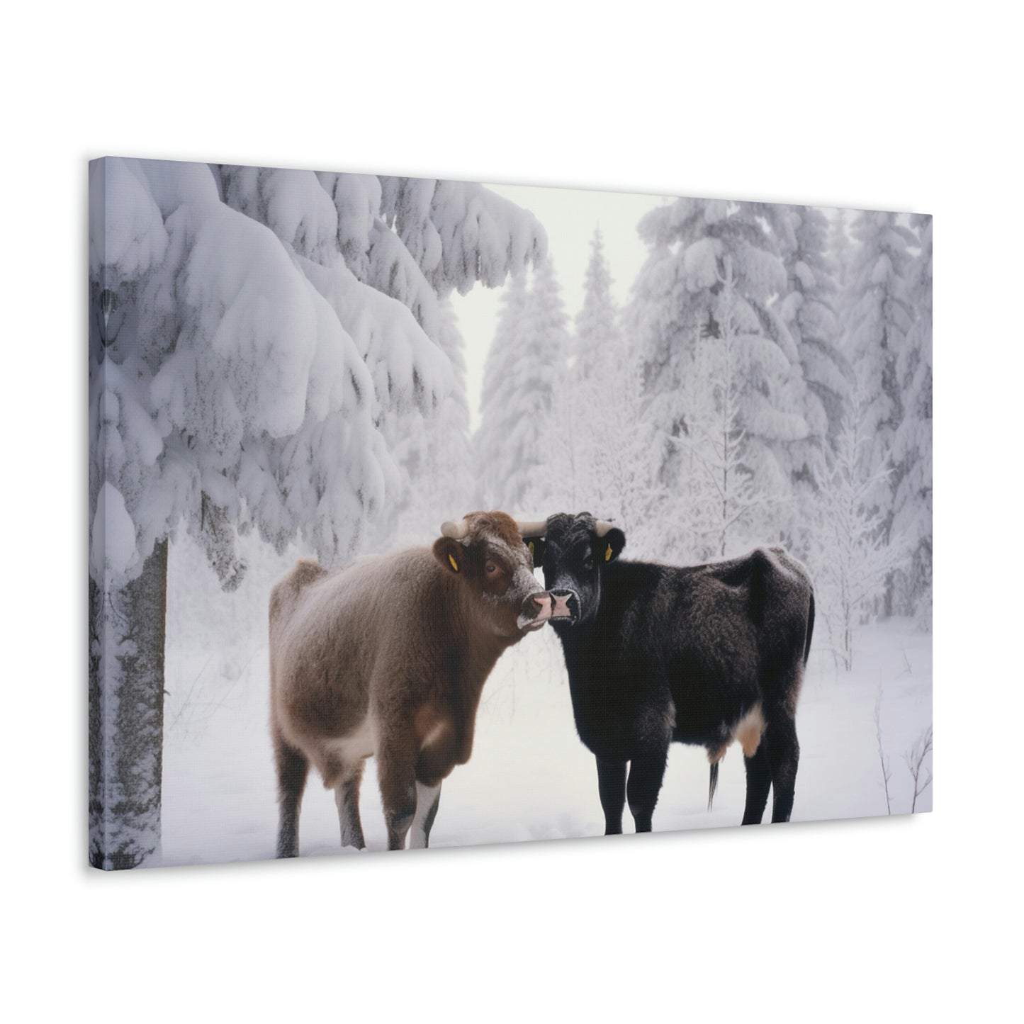 Canvas Gallery Wraps Long Haired Cow snow 3