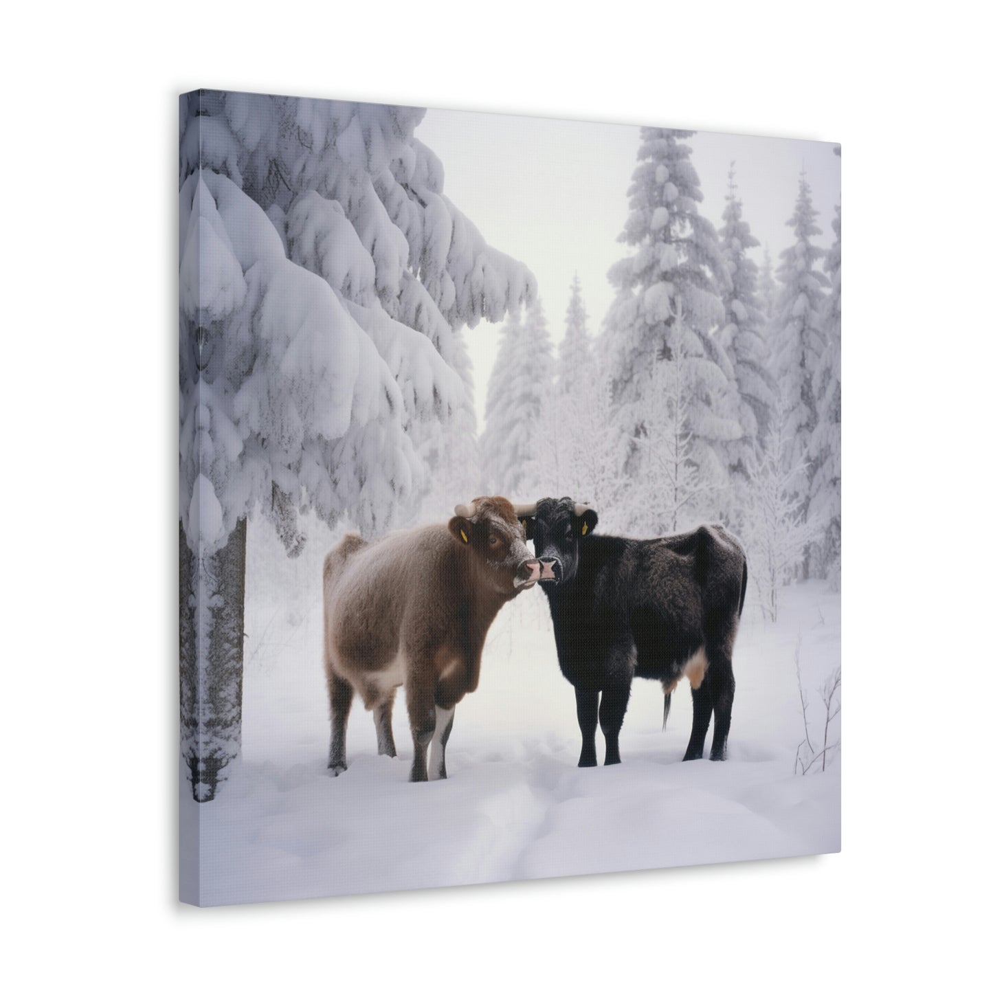 Canvas Gallery Wraps Long Haired Cow snow 3