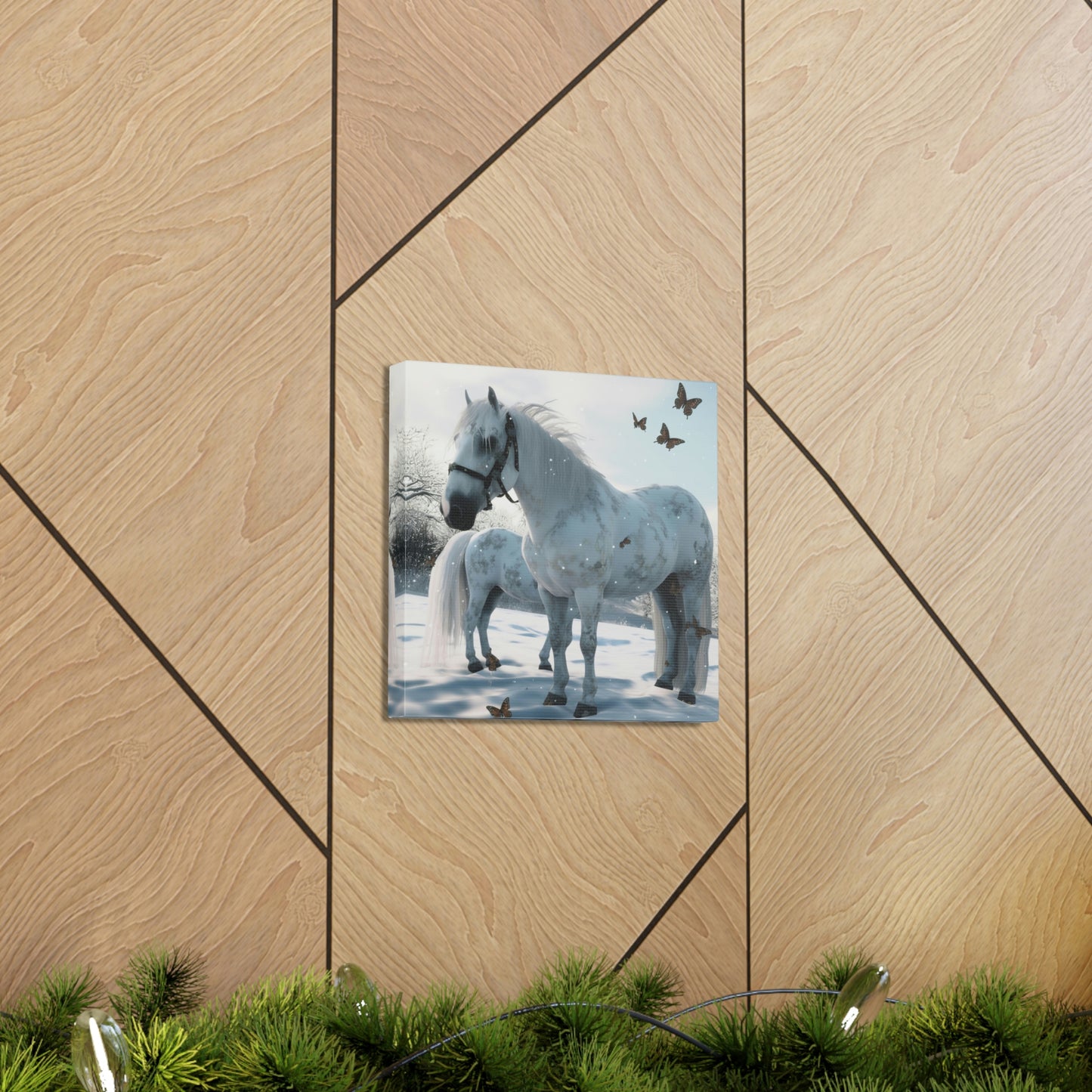 Canvas Gallery Wraps Butterfly Snow Horses 1