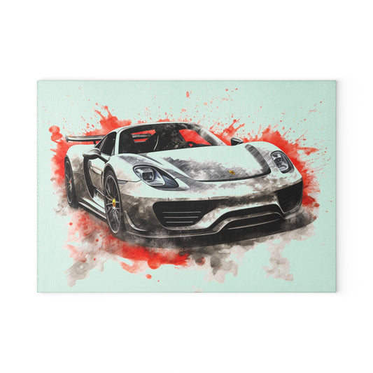 Glass Cutting Board 918 Spyder white background driving fast with water splashing 4