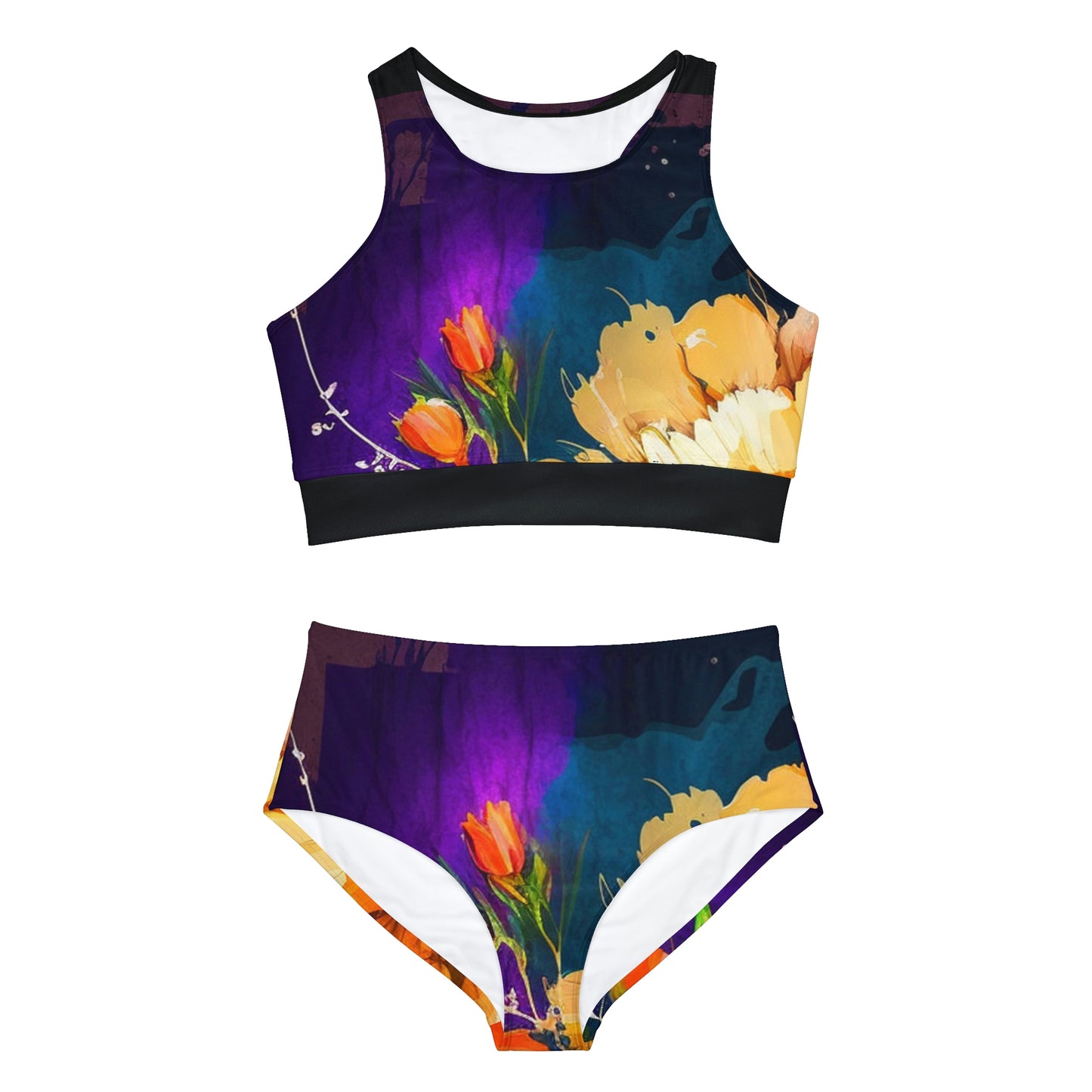 Sporty Bikini Set (AOP) Bright Spring Flowers 4