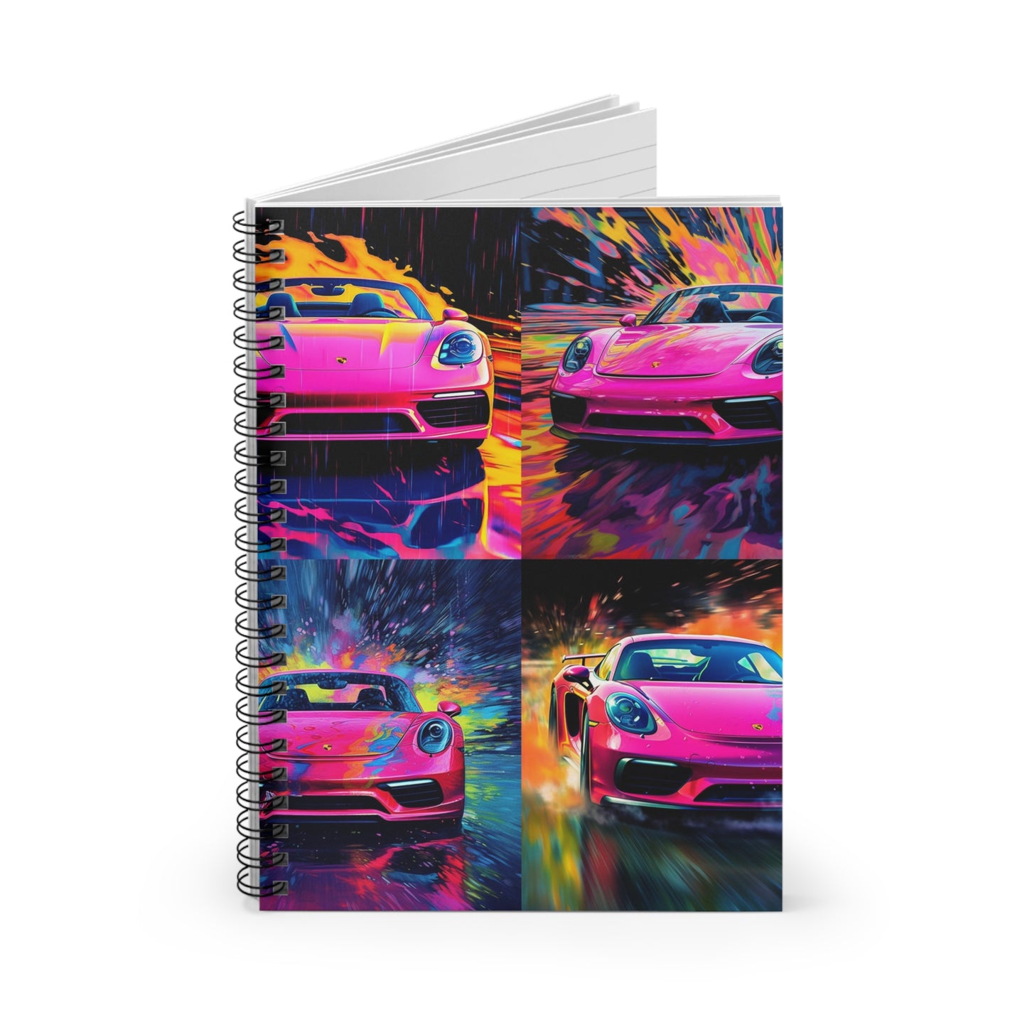 Spiral Notebook - Ruled Line Pink Porsche water fusion 5