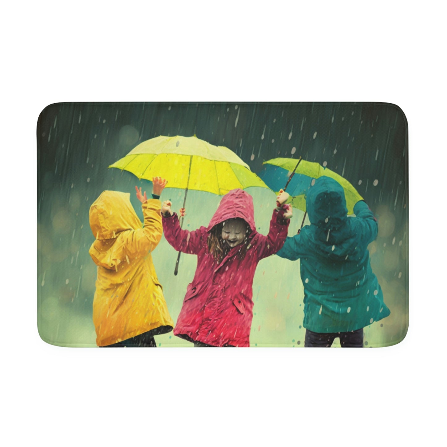 Memory Foam Bath Mat kids dancing rain 2