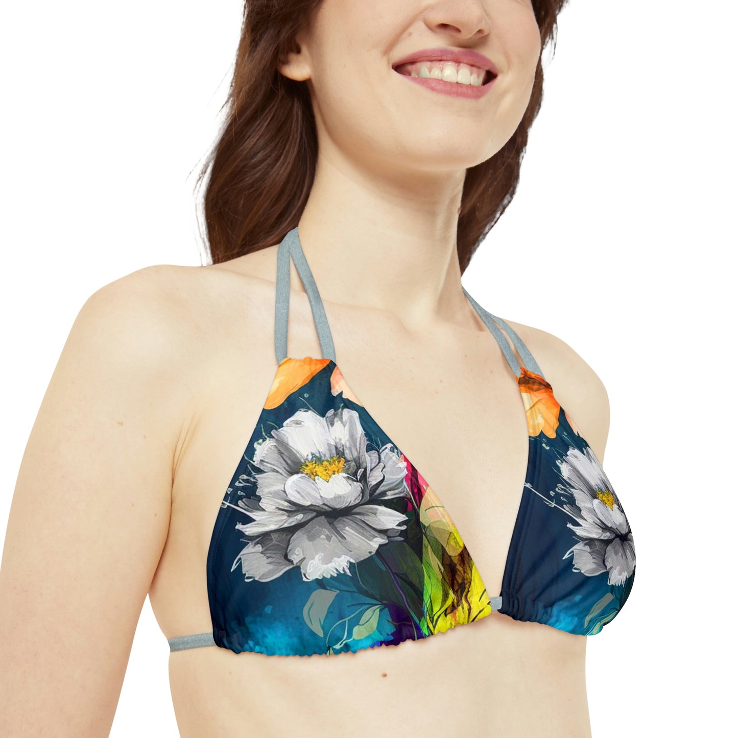 Strappy Bikini Set (AOP) Bright Spring Flowers 4