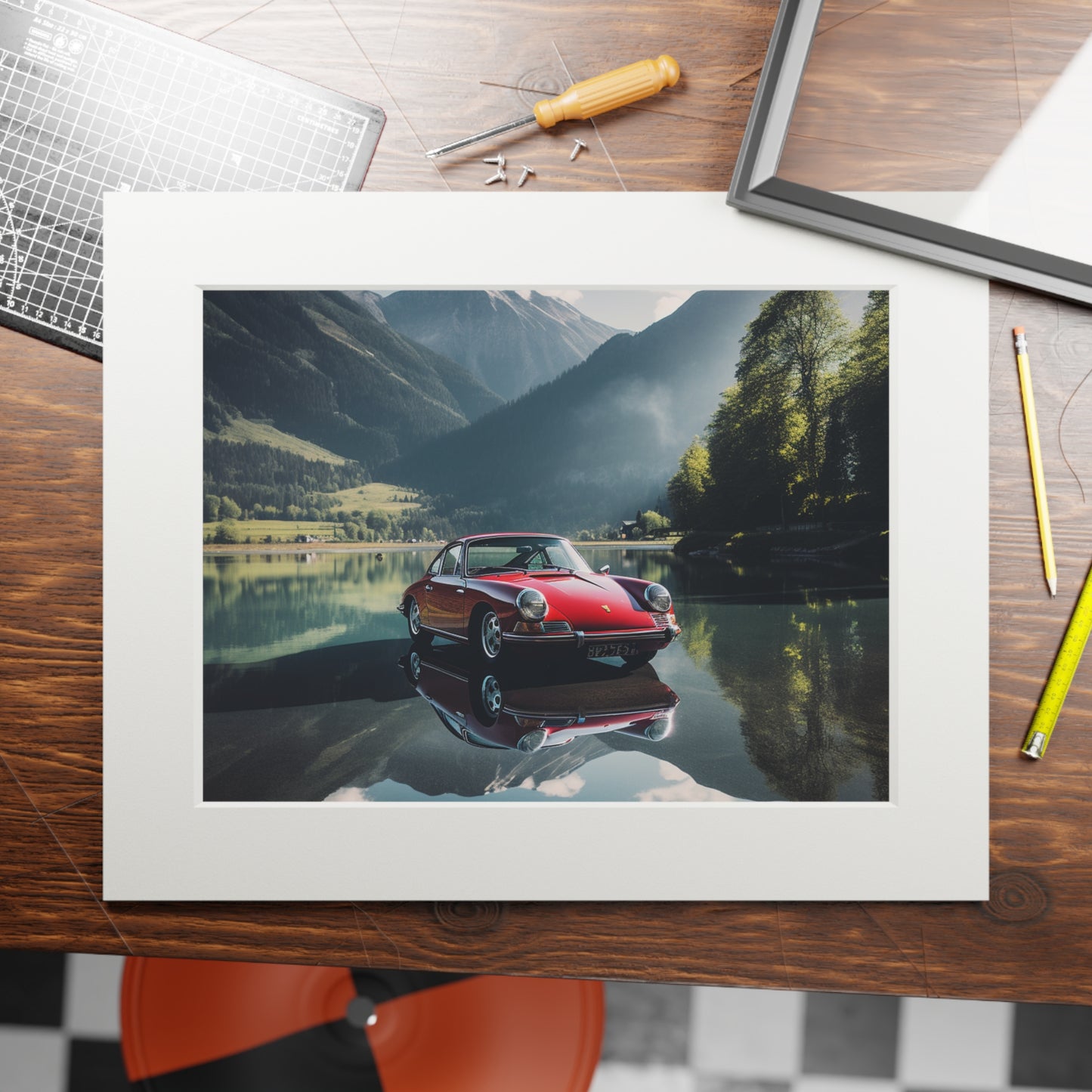 Fine Art Prints (Passepartout Paper Frame) Porsche Lake 3
