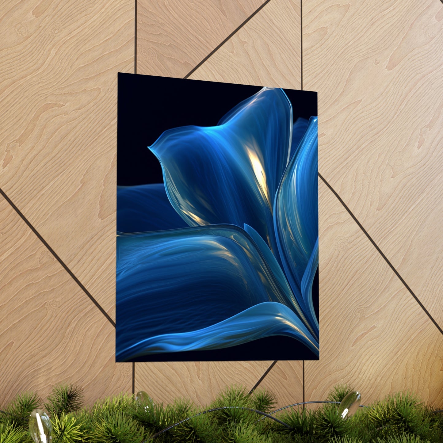 Premium Matte Vertical Posters Abstract Blue Tulip 1