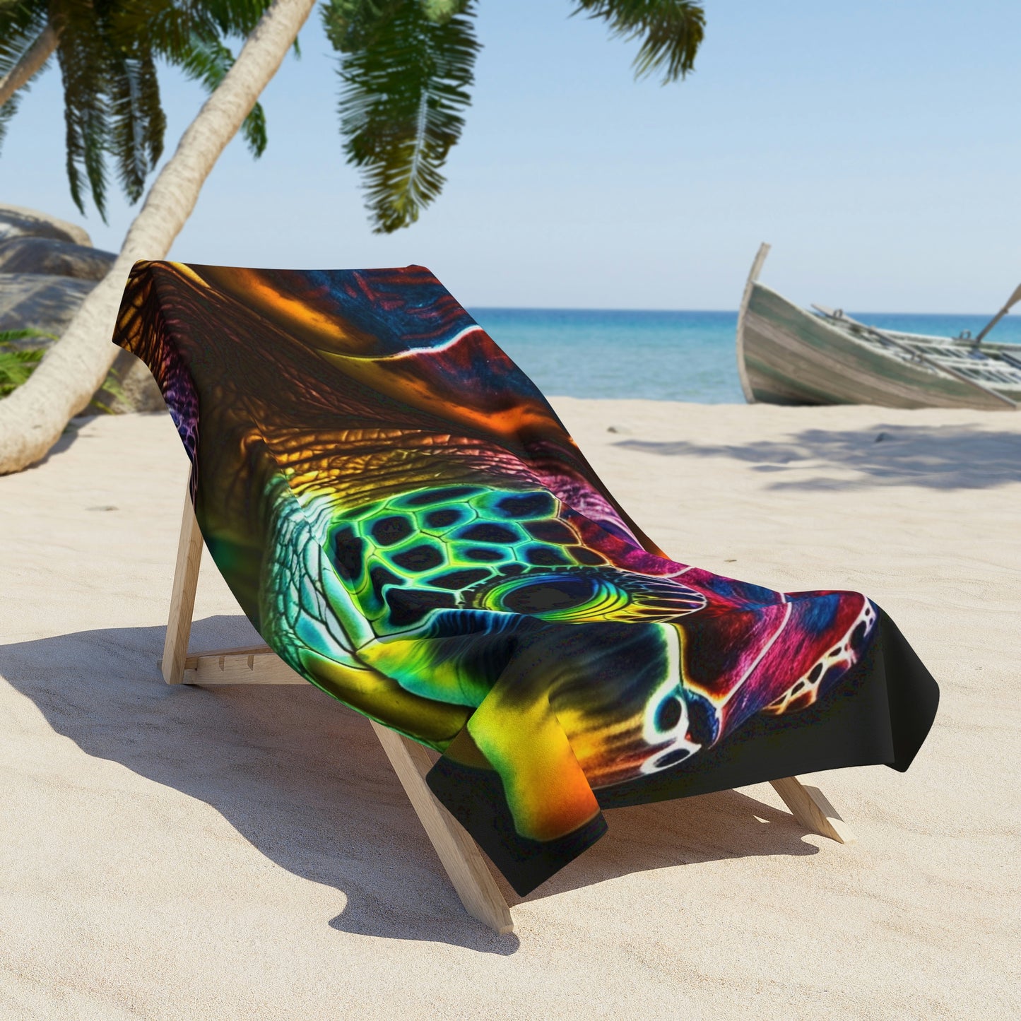 Beach Towel Neon Sea Turtle 3