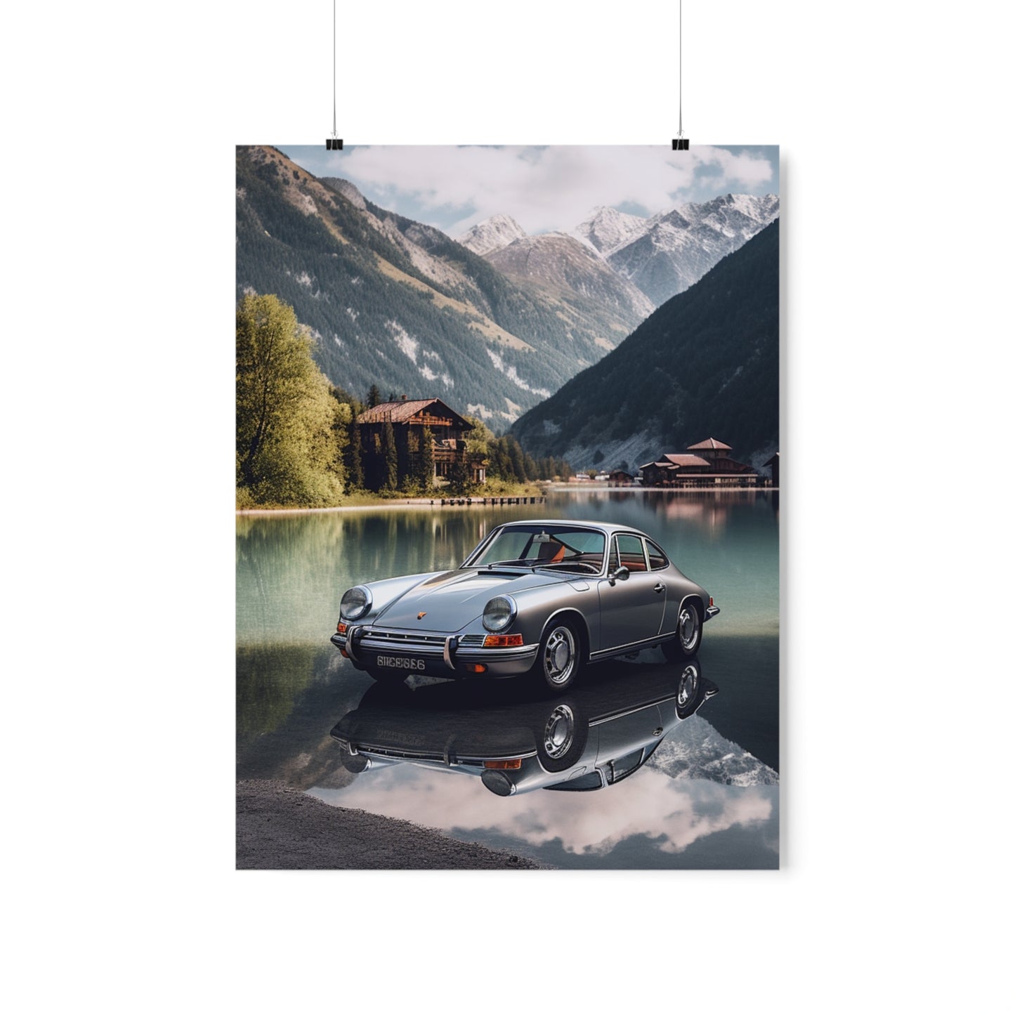 Premium Matte Vertical Posters Porsche Lake 2