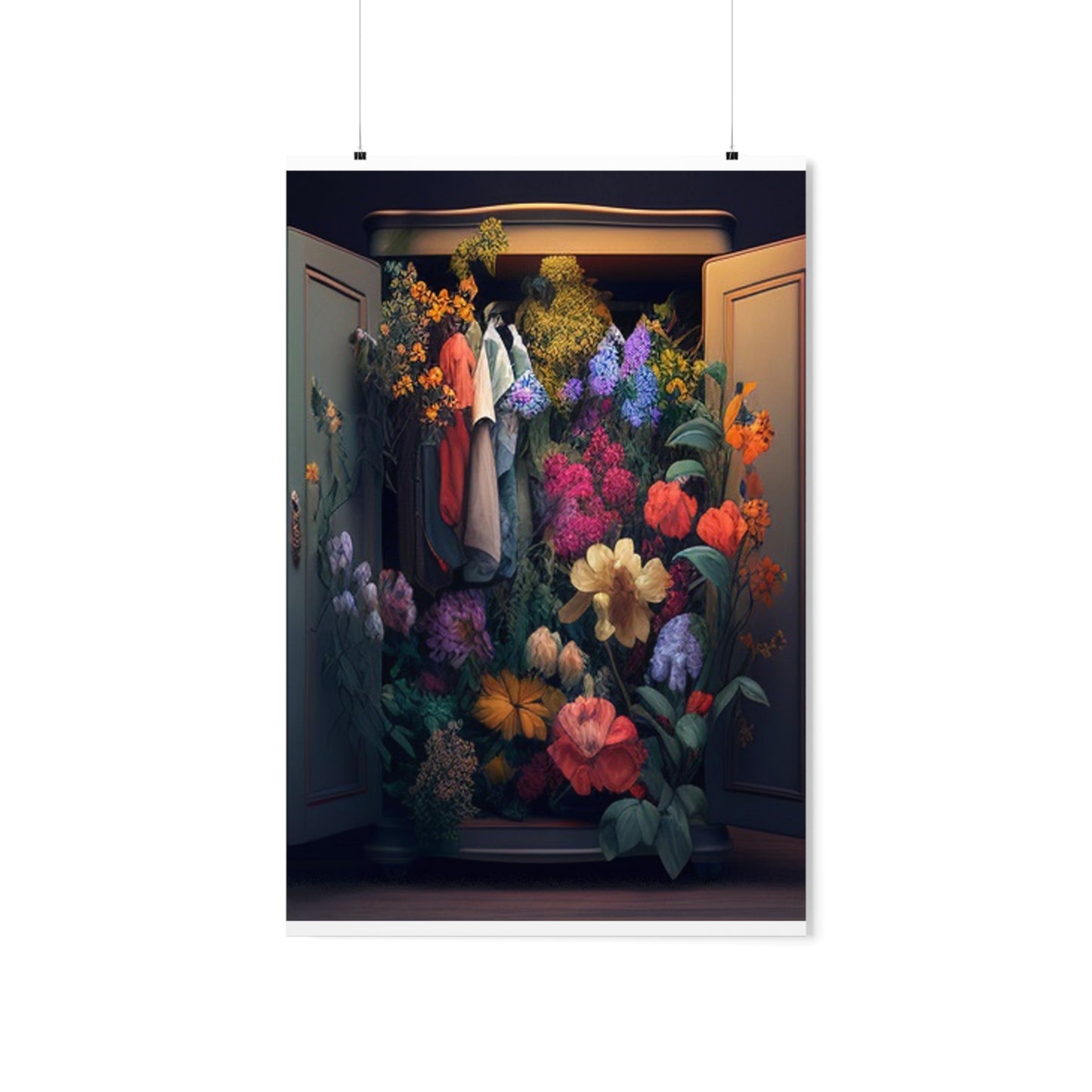 Premium Matte Vertical Posters A Wardrobe Surrounded by Flowers 4