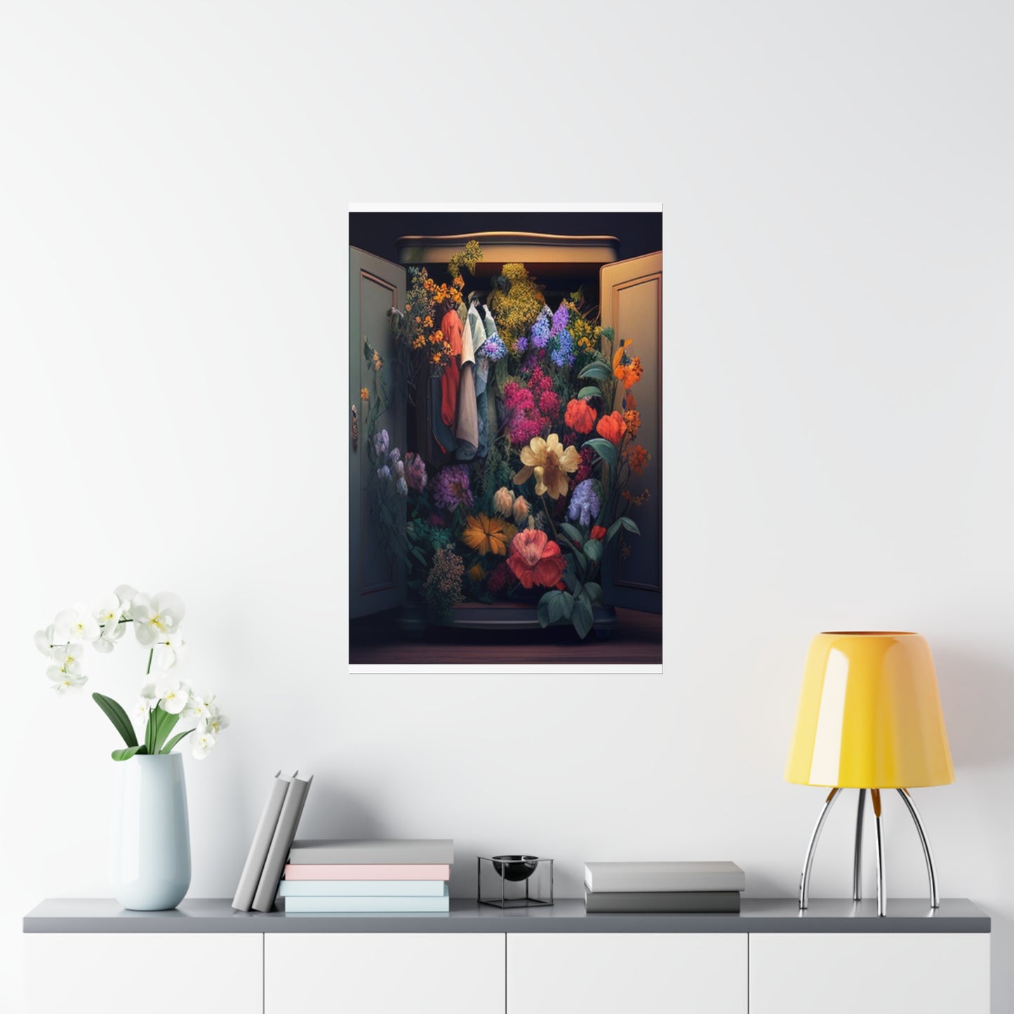 Premium Matte Vertical Posters A Wardrobe Surrounded by Flowers 4