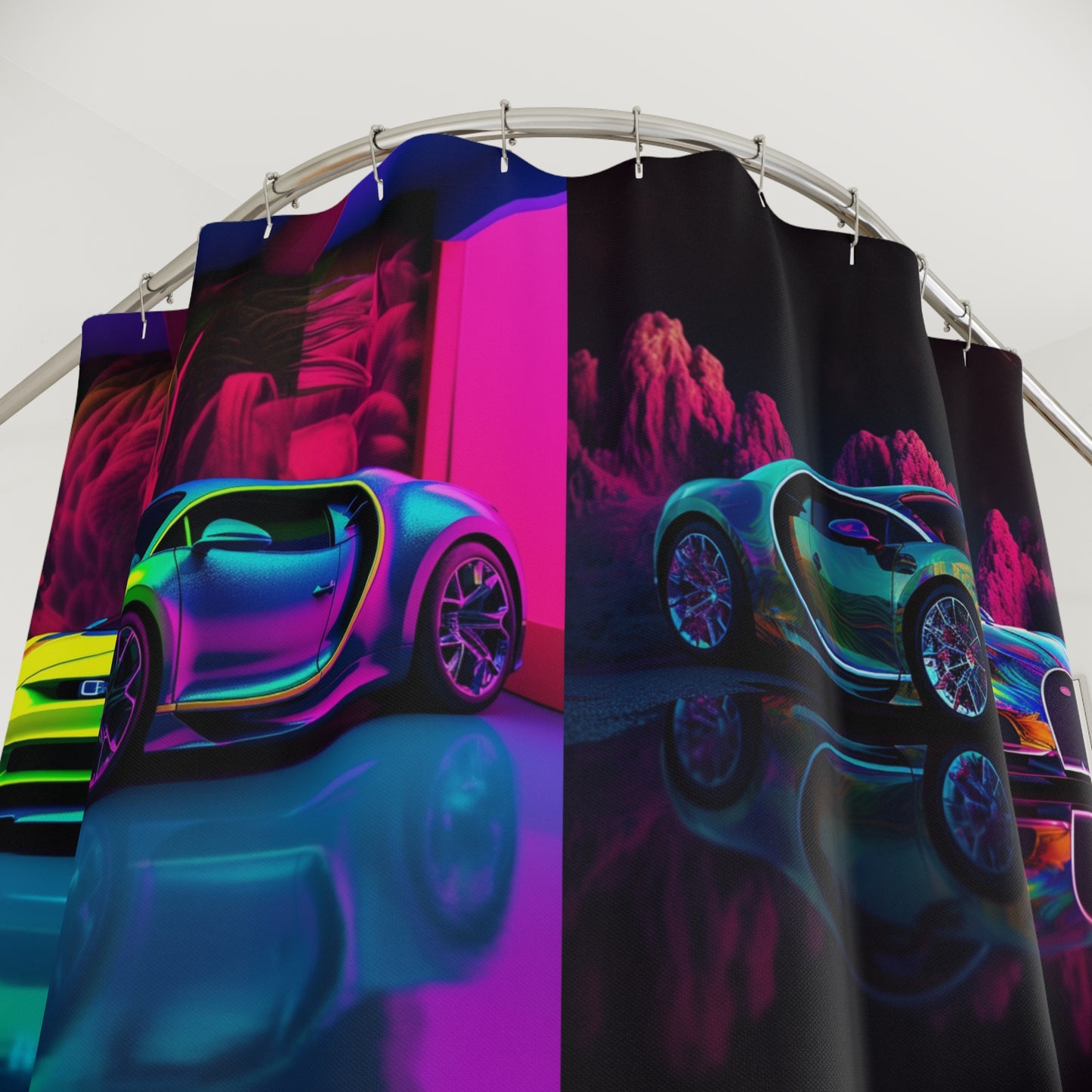 Polyester Shower Curtain florescent Bugatti flair 4 pack