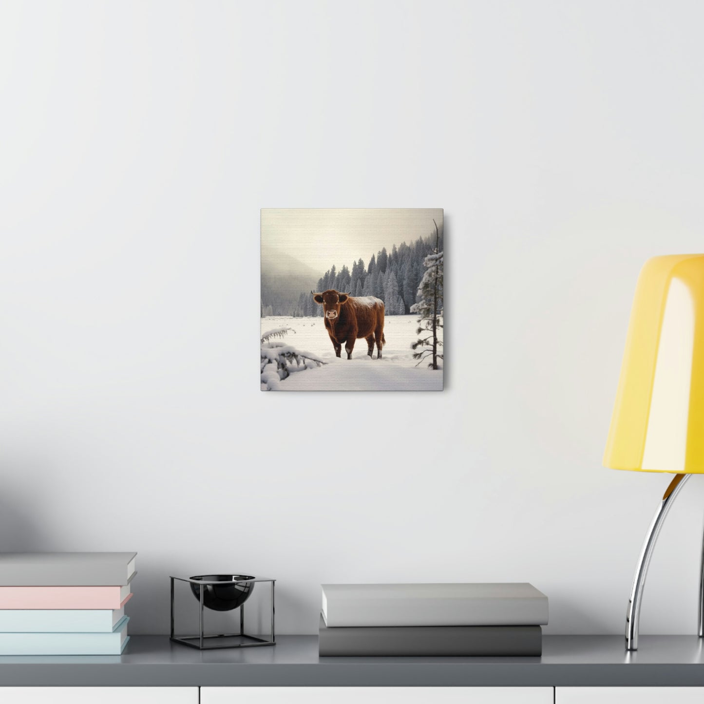 Canvas Gallery Wraps Cow Snow 3