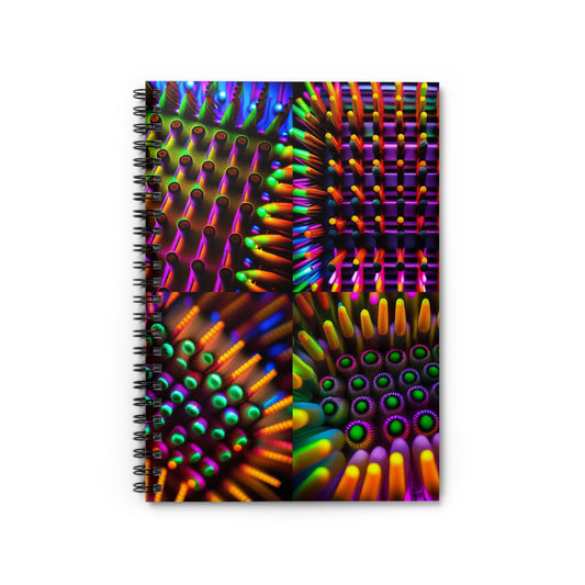 Spiral Notebook - Ruled Line Macro Cactus neon square