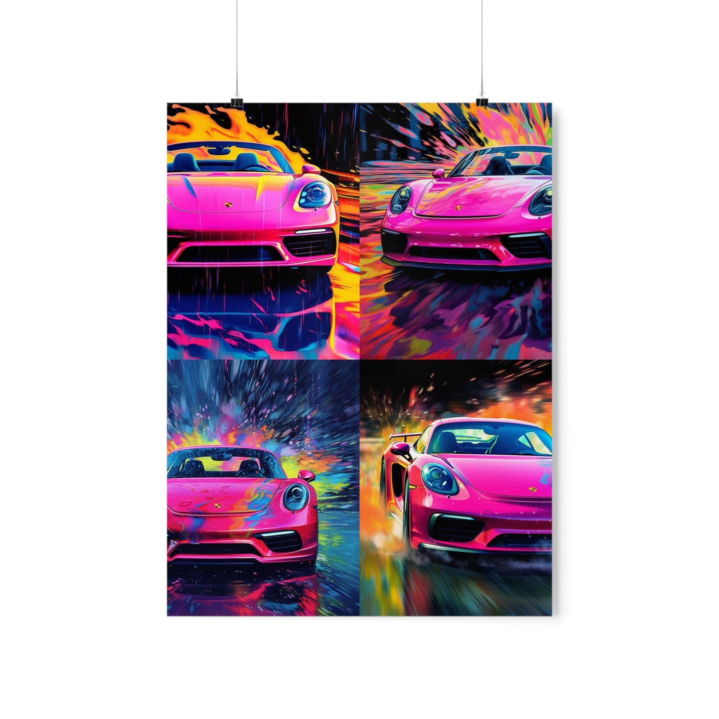 Premium Matte Vertical Posters Pink Porsche water fusion 5