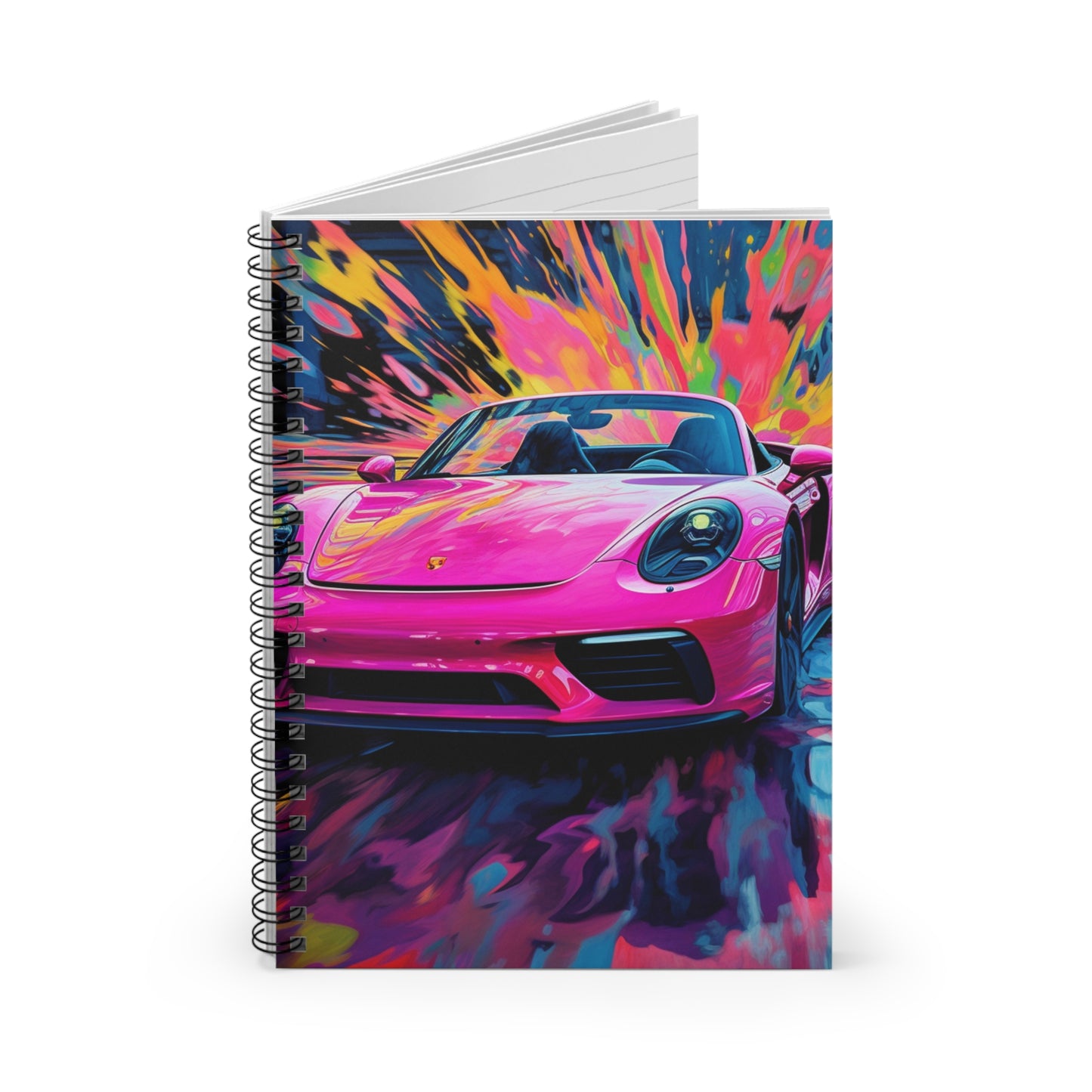 Spiral Notebook - Ruled Line Pink Porsche water fusion 2