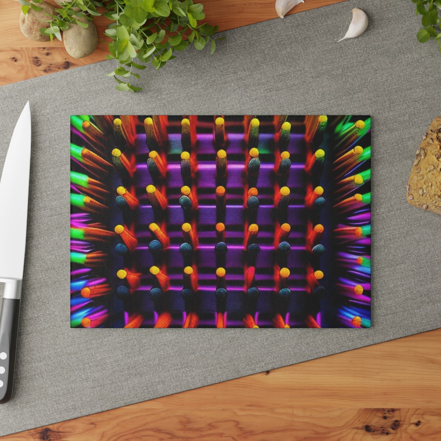 Glass Cutting Board Macro Cactus neon square 2