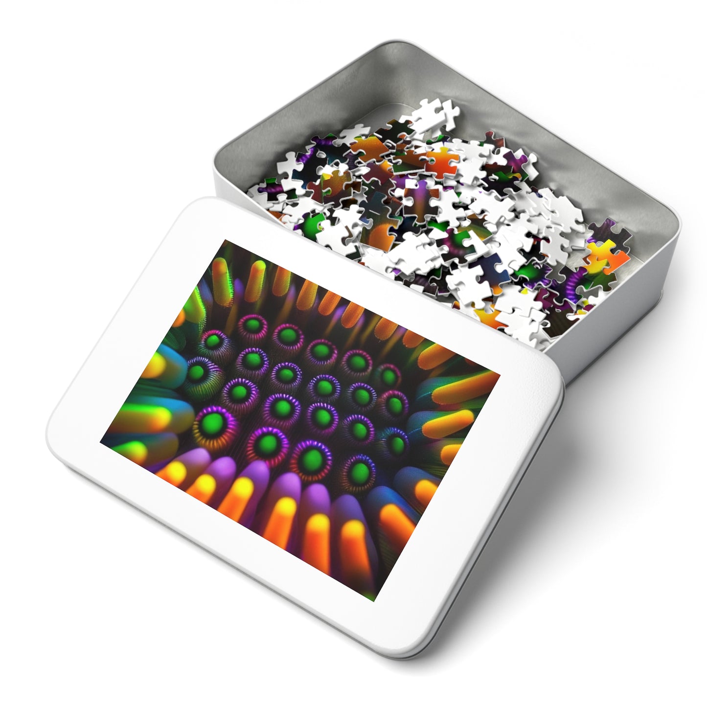 Jigsaw Puzzle (30, 110, 252, 500,1000-Piece) Macro Cactus neon square 3