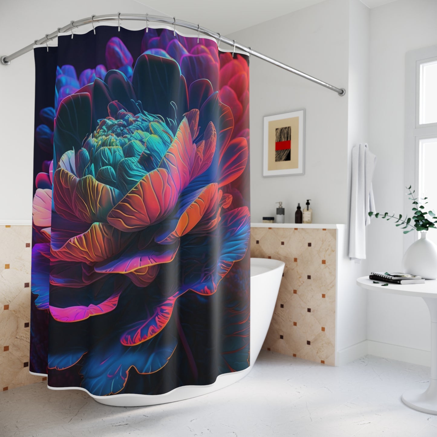 Polyester Shower Curtain Neon Florescent Glow 1