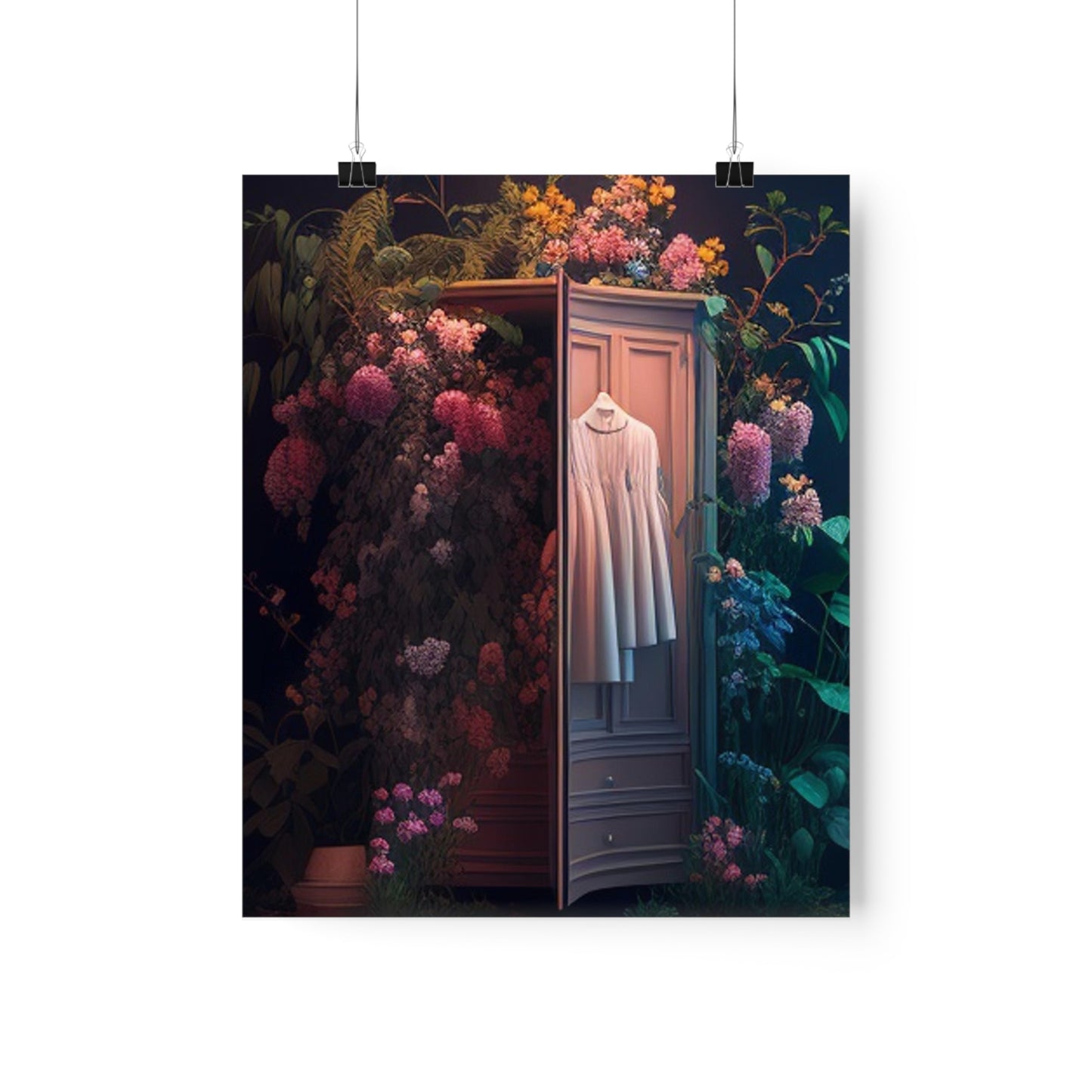 Premium Matte Vertical Posters A Wardrobe Surrounded by Flowers 3