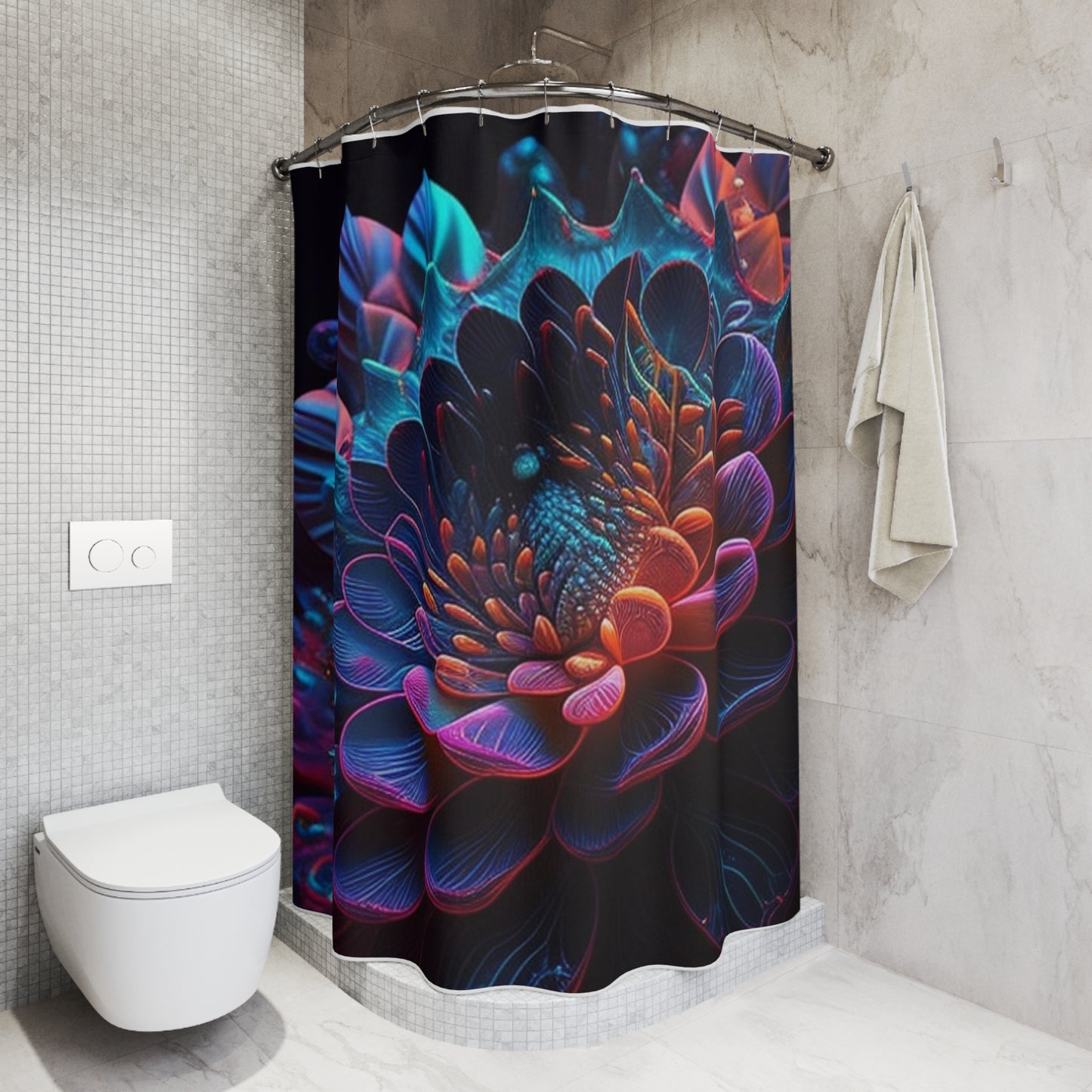 Polyester Shower Curtain Neon Florescent Glow 4